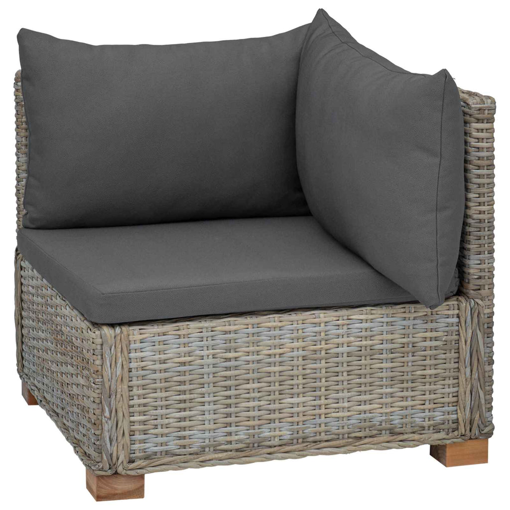 vidaXL Sofa narożna z poduszkami GENDT Naturalny rattan Kubu Szary