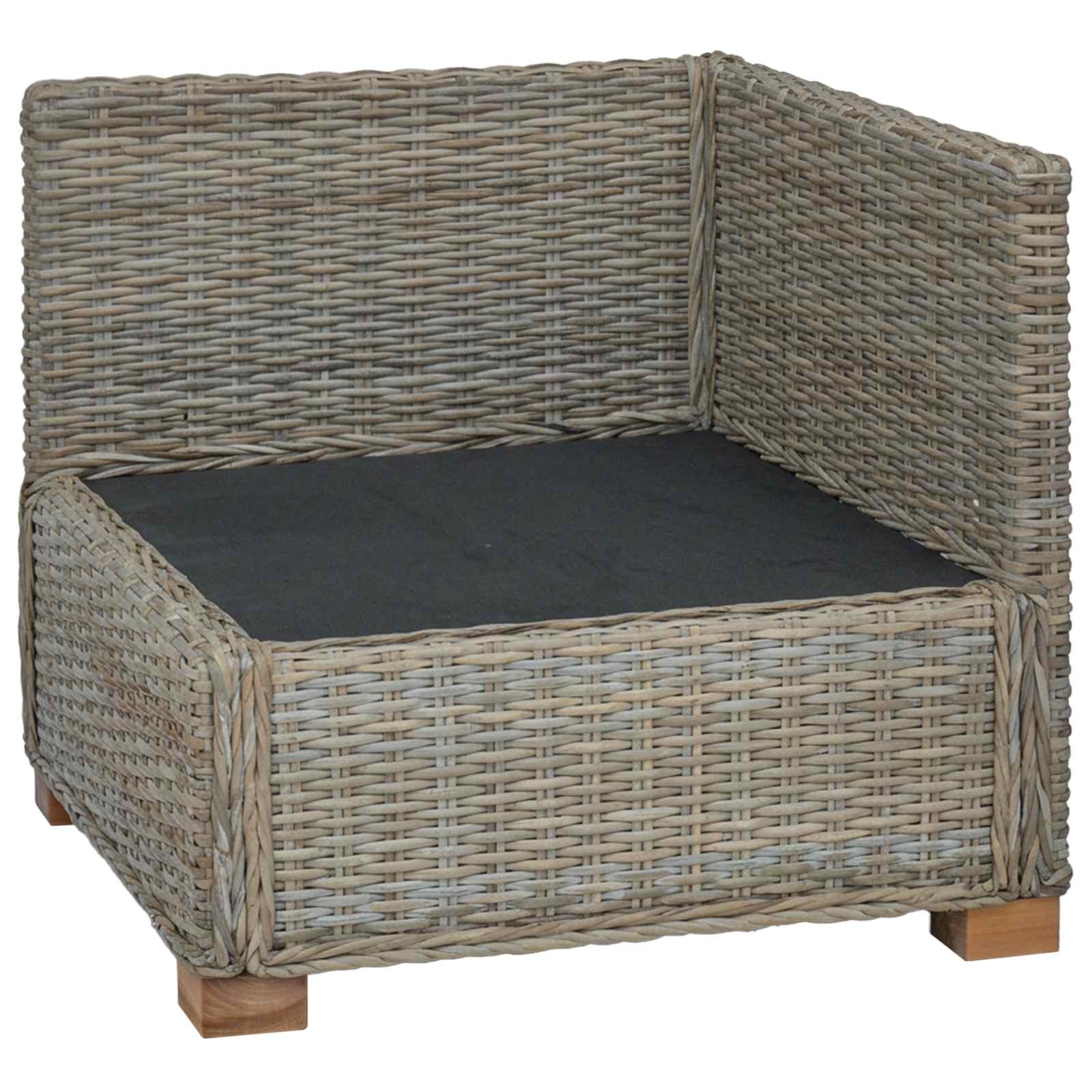vidaXL Sofa narożna z poduszkami GENDT Naturalny rattan Kubu Szary