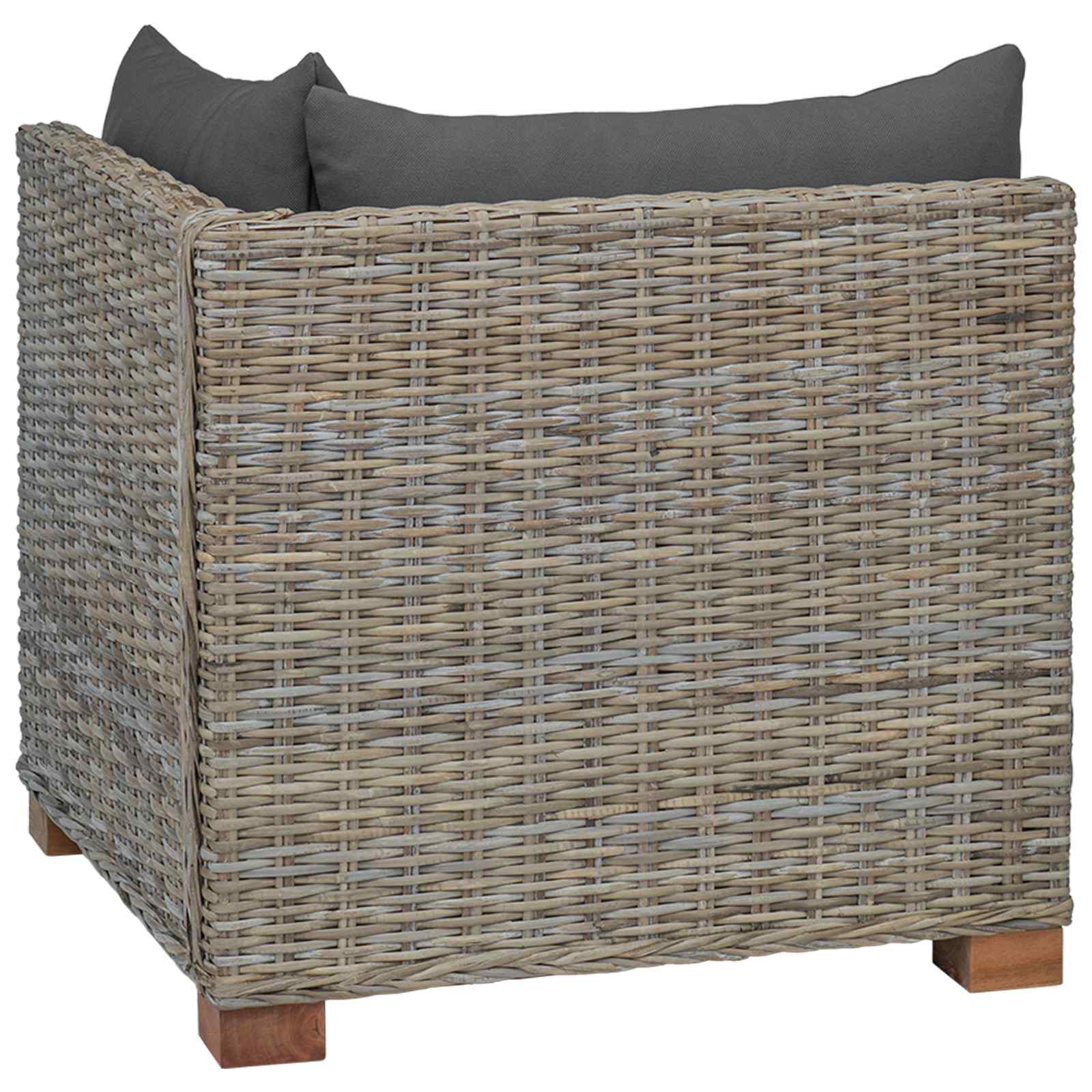 vidaXL Sofa narożna z poduszkami GENDT Naturalny rattan Kubu Szary