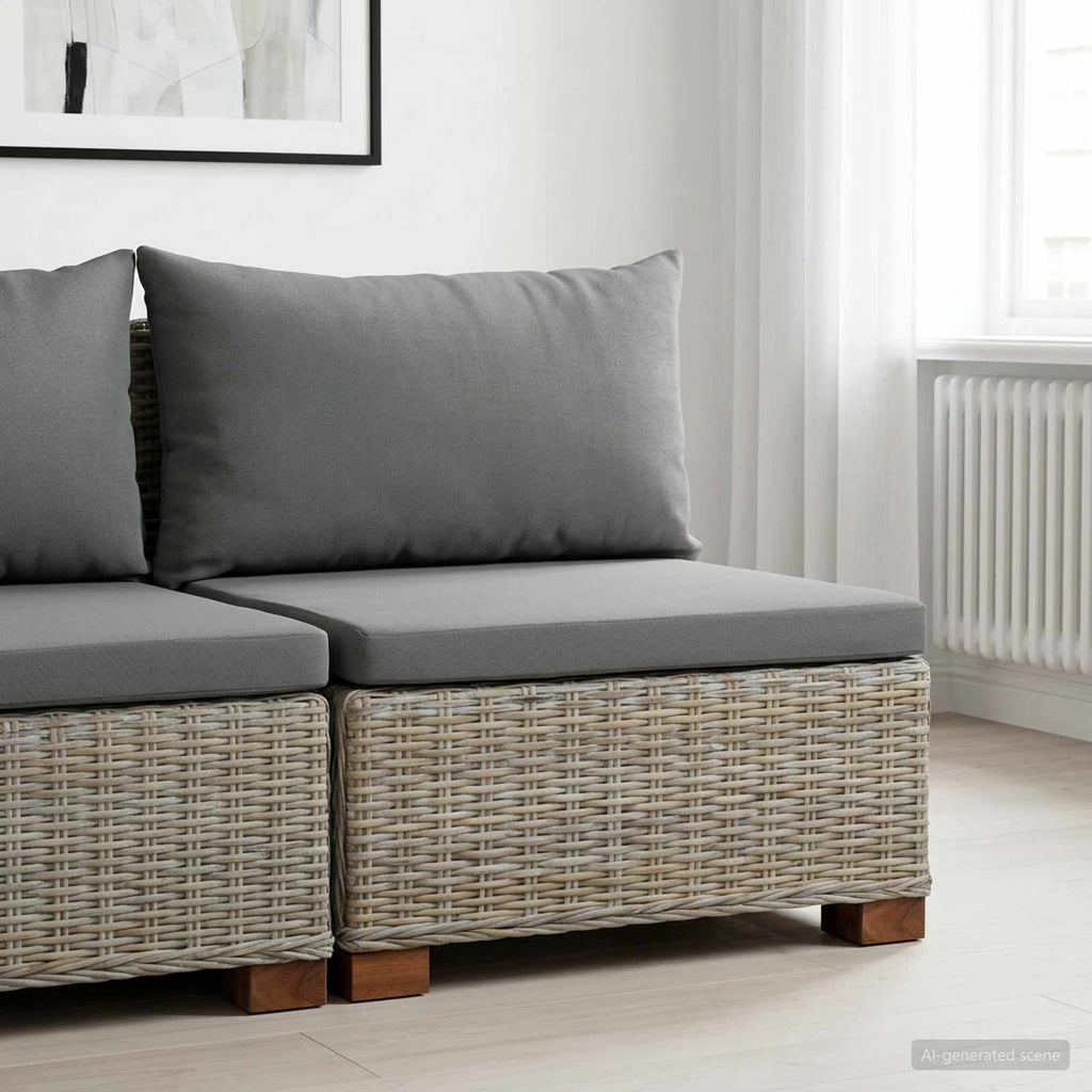 vidaXL Środkowa sofa z poduszkami GENDT Naturalny rattan Kubu Szary