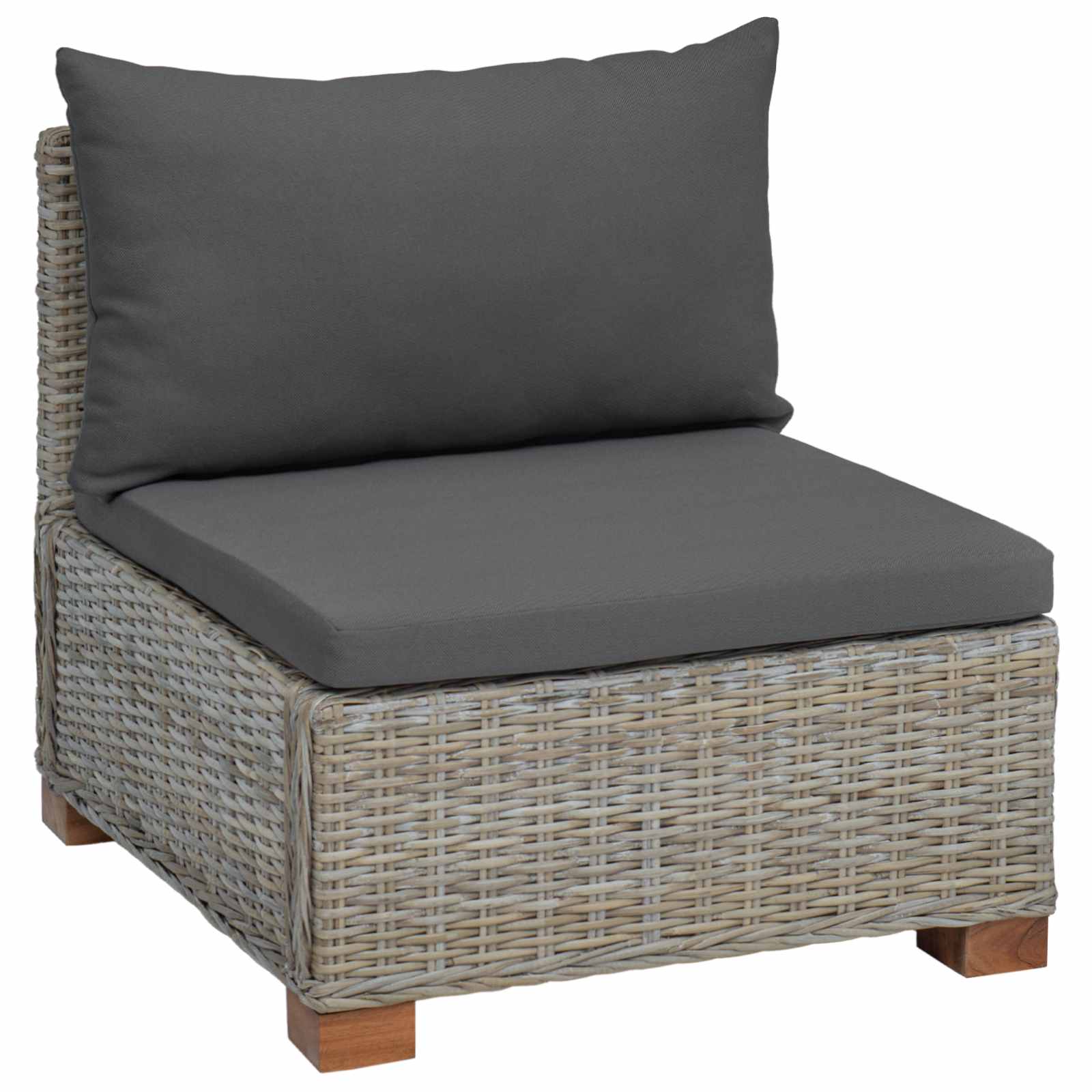 vidaXL Środkowa sofa z poduszkami GENDT Naturalny rattan Kubu Szary