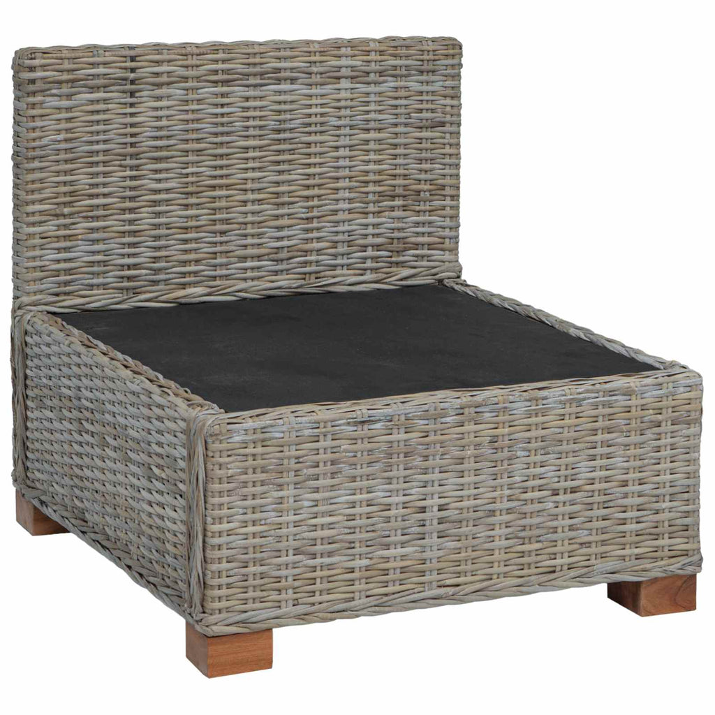 vidaXL Środkowa sofa z poduszkami GENDT Naturalny rattan Kubu Szary