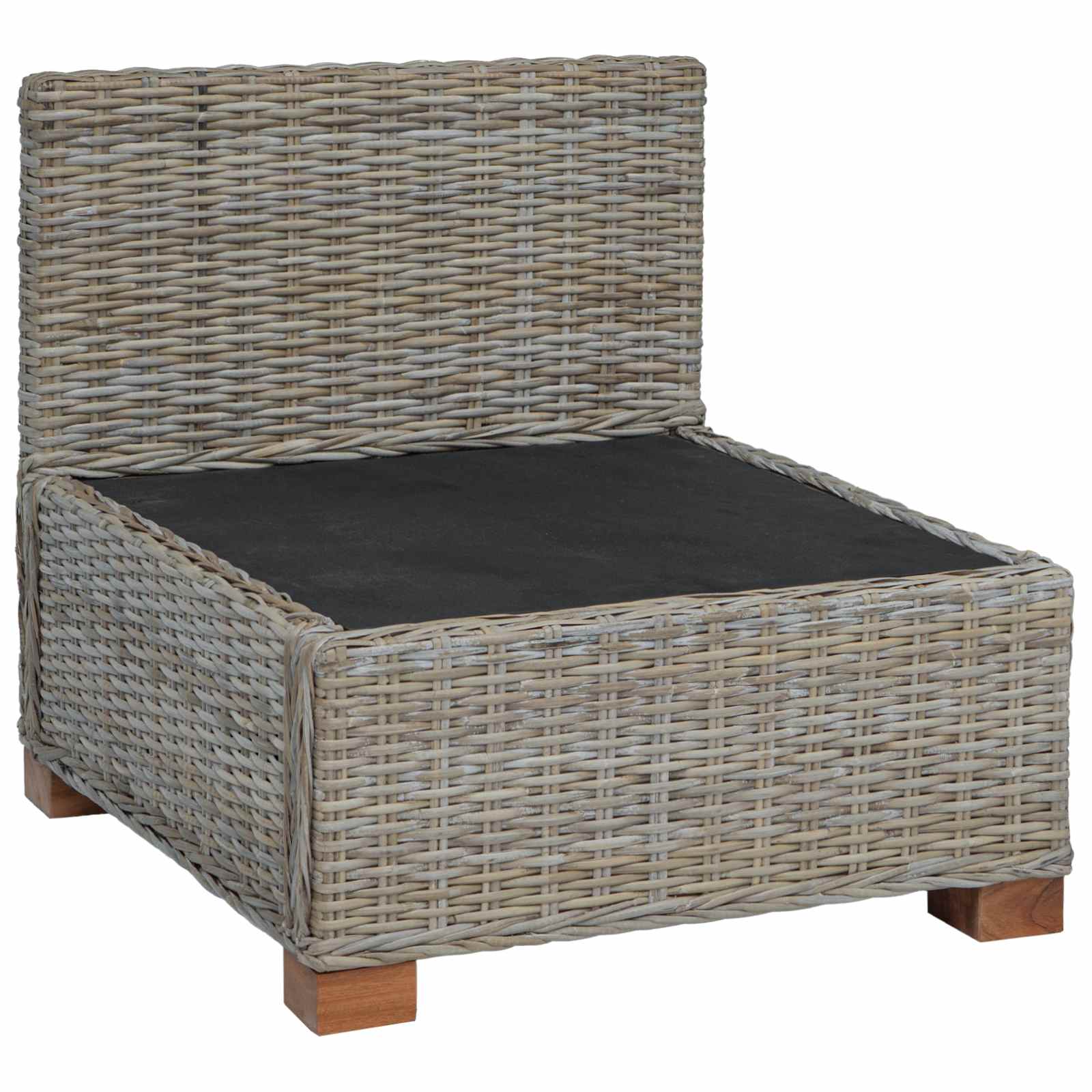 vidaXL Środkowa sofa z poduszkami GENDT Naturalny rattan Kubu Szary