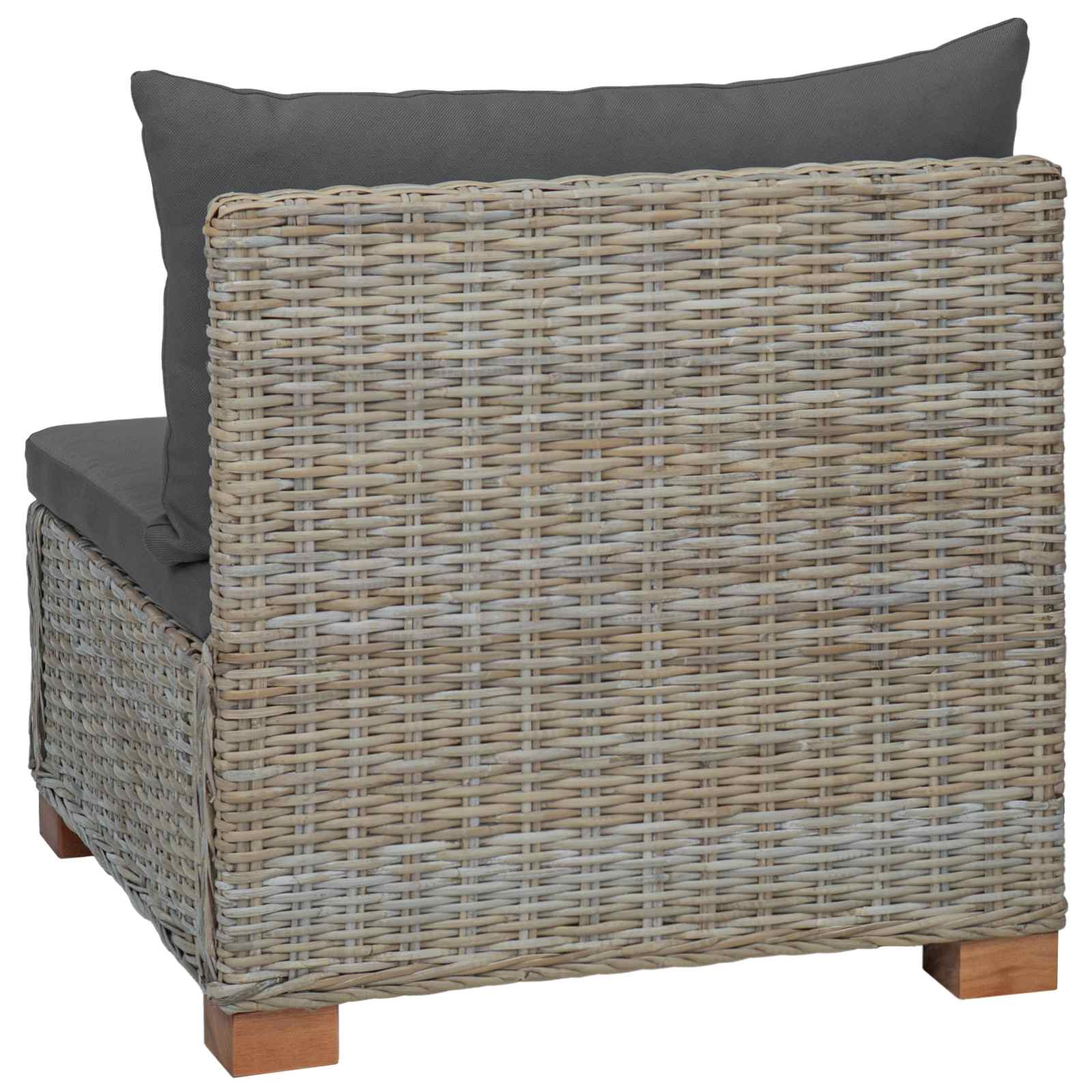 vidaXL Środkowa sofa z poduszkami GENDT Naturalny rattan Kubu Szary