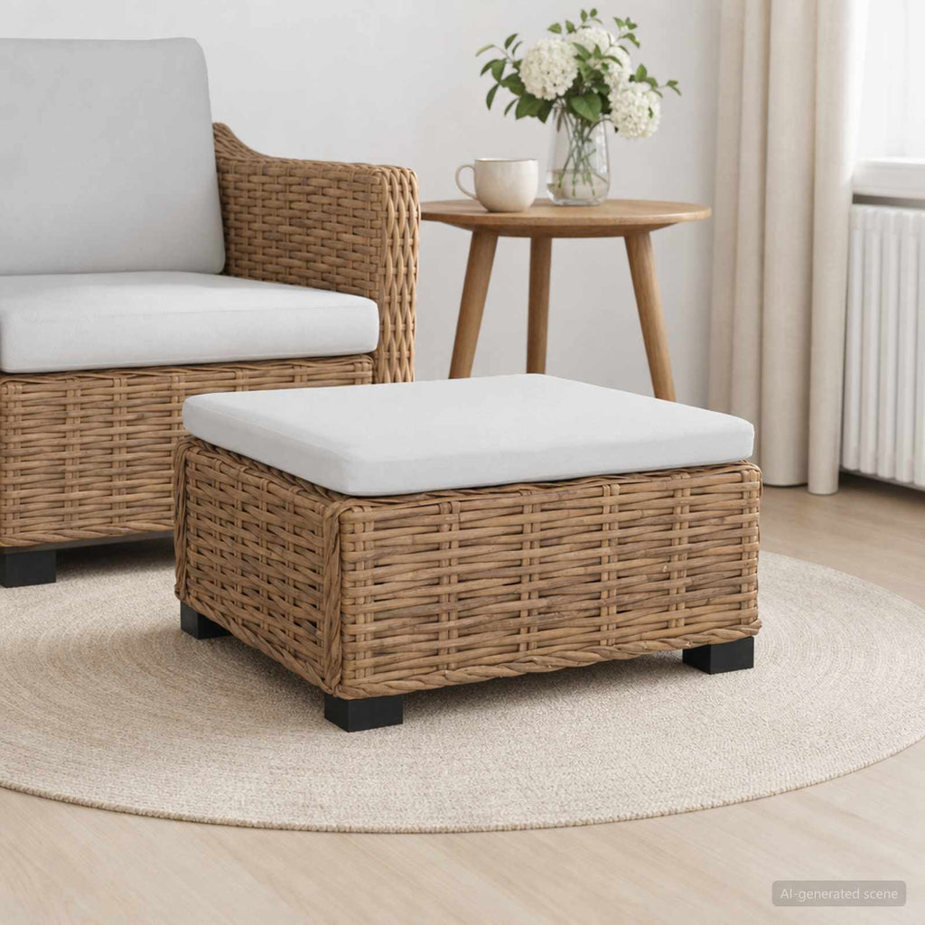 vidaXL Podnóżek z Poduszką GENDT Naturalny rattan naturalny