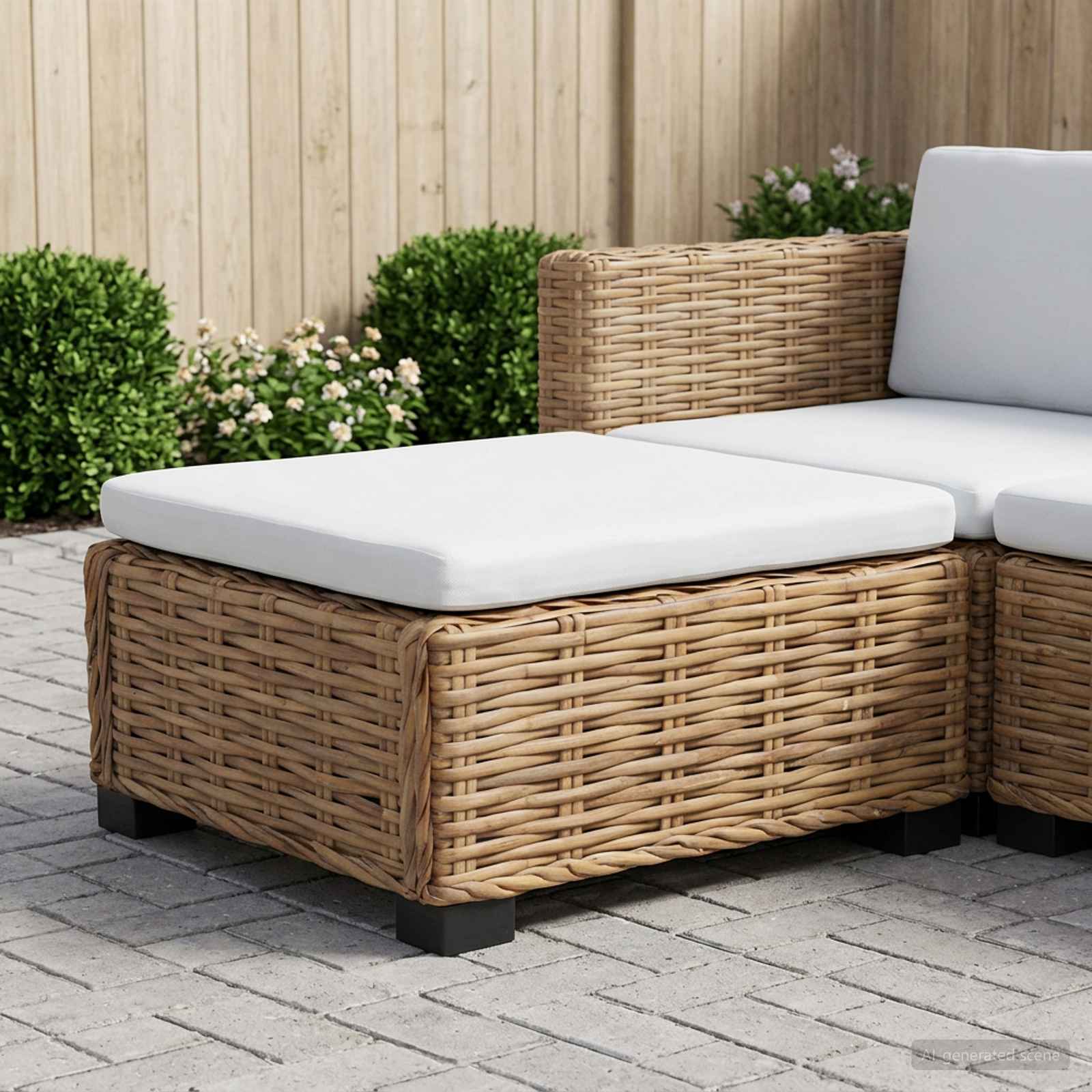 vidaXL Podnóżek z Poduszką GENDT Naturalny rattan naturalny