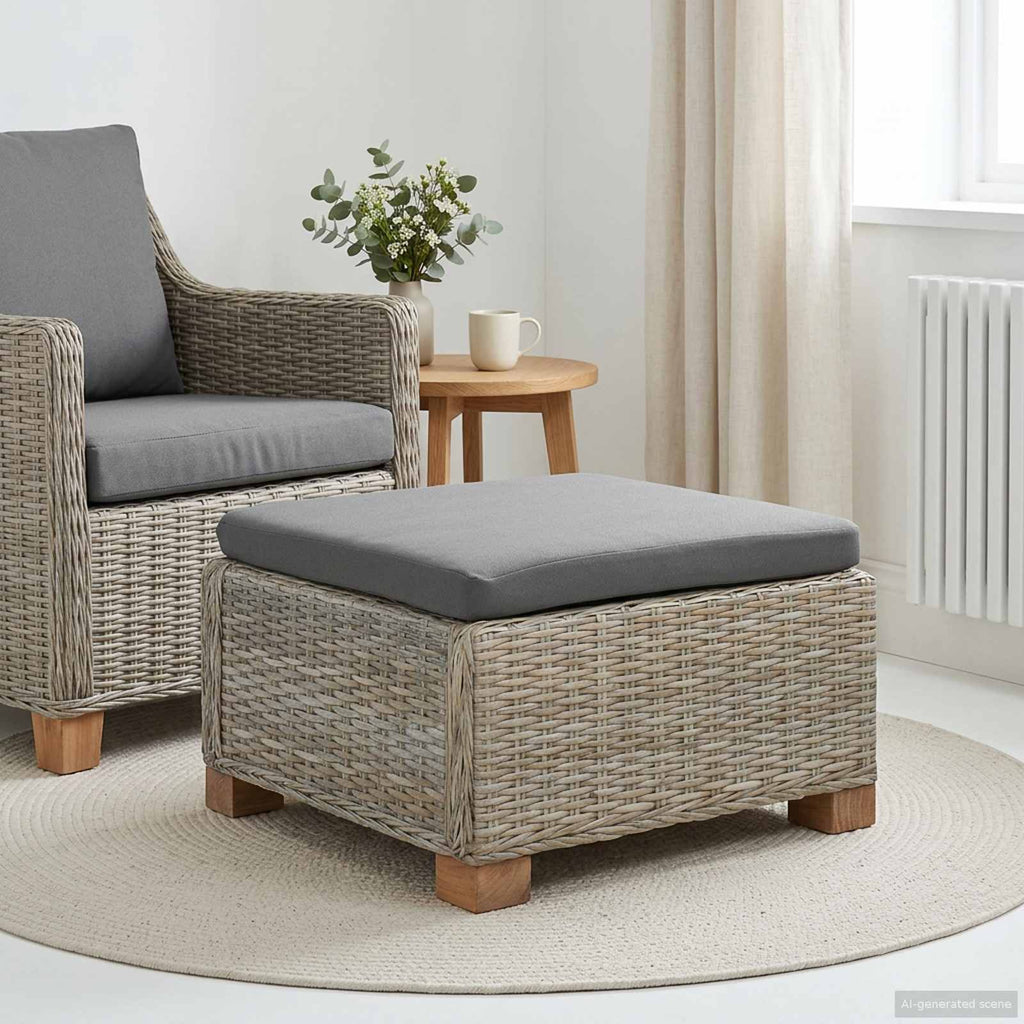 vidaXL Podnóżek z Poduszką GENDT Naturalny rattan Kubu Szary