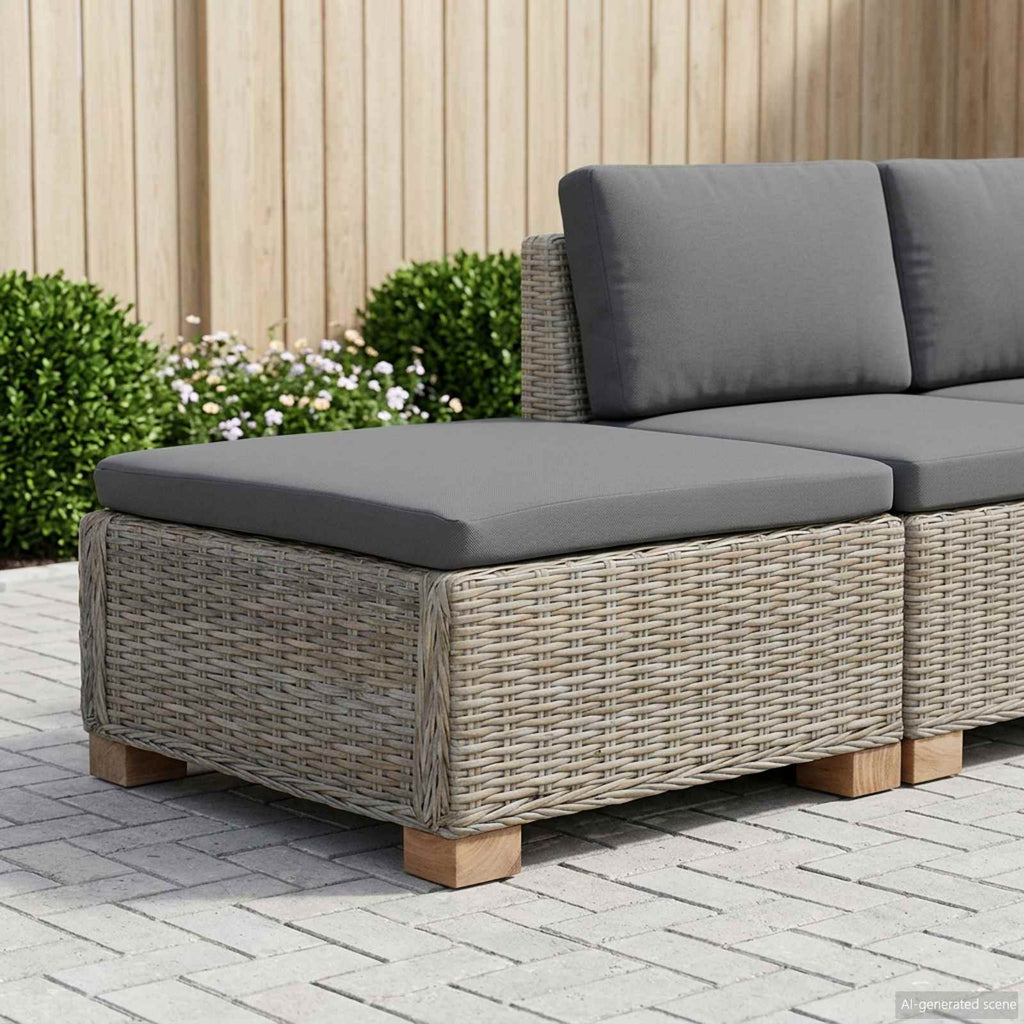 vidaXL Podnóżek z Poduszką GENDT Naturalny rattan Kubu Szary