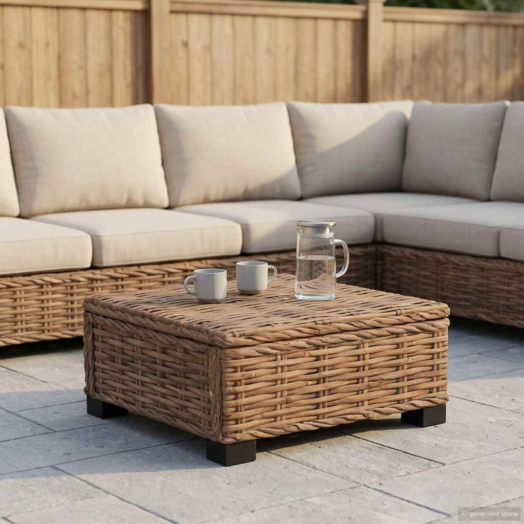 vidaXL Stolik kawowy GENDT Naturalny rattan naturalny 67 x 60 x 30 cm