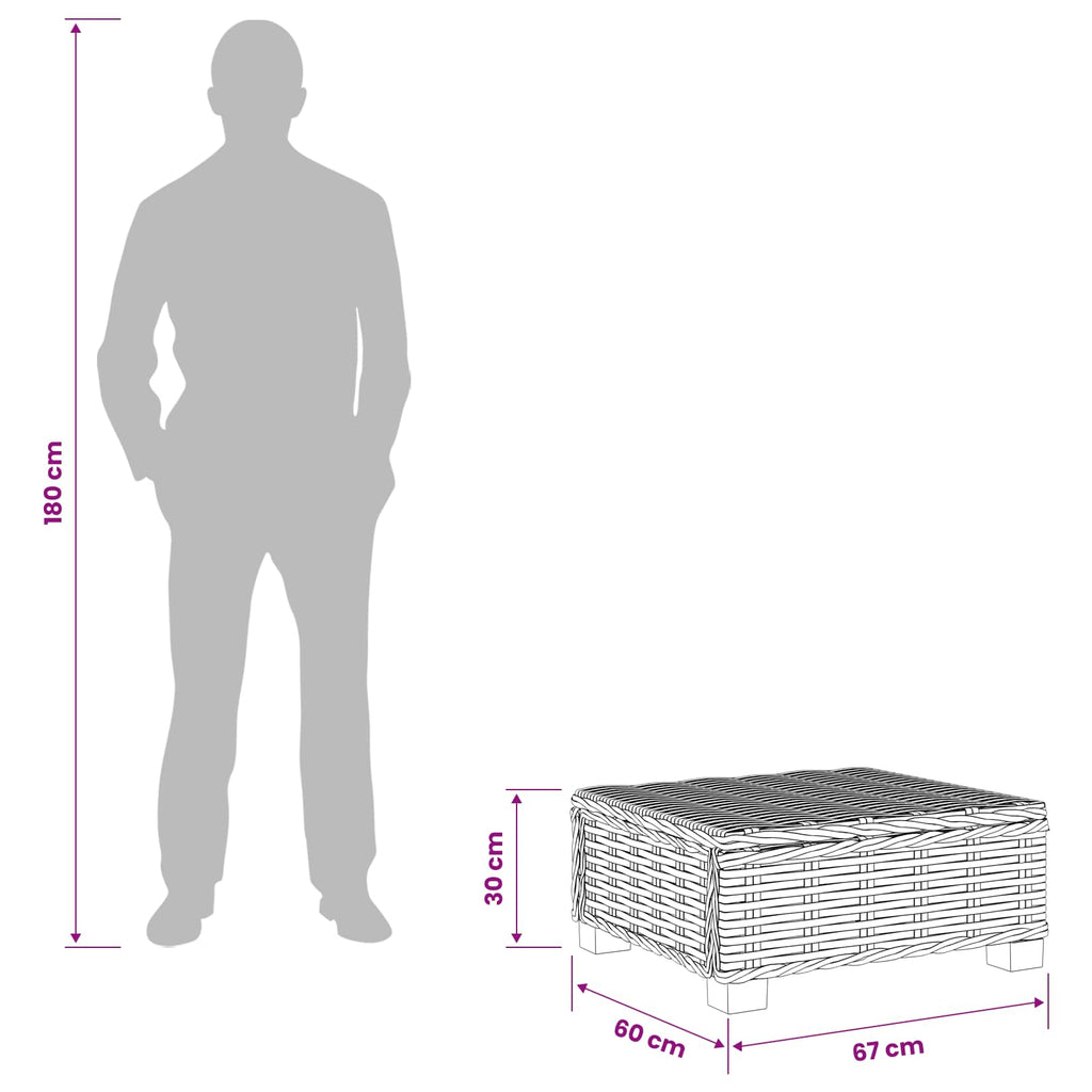 vidaXL Stolik kawowy GENDT Naturalny rattan naturalny 67 x 60 x 30 cm