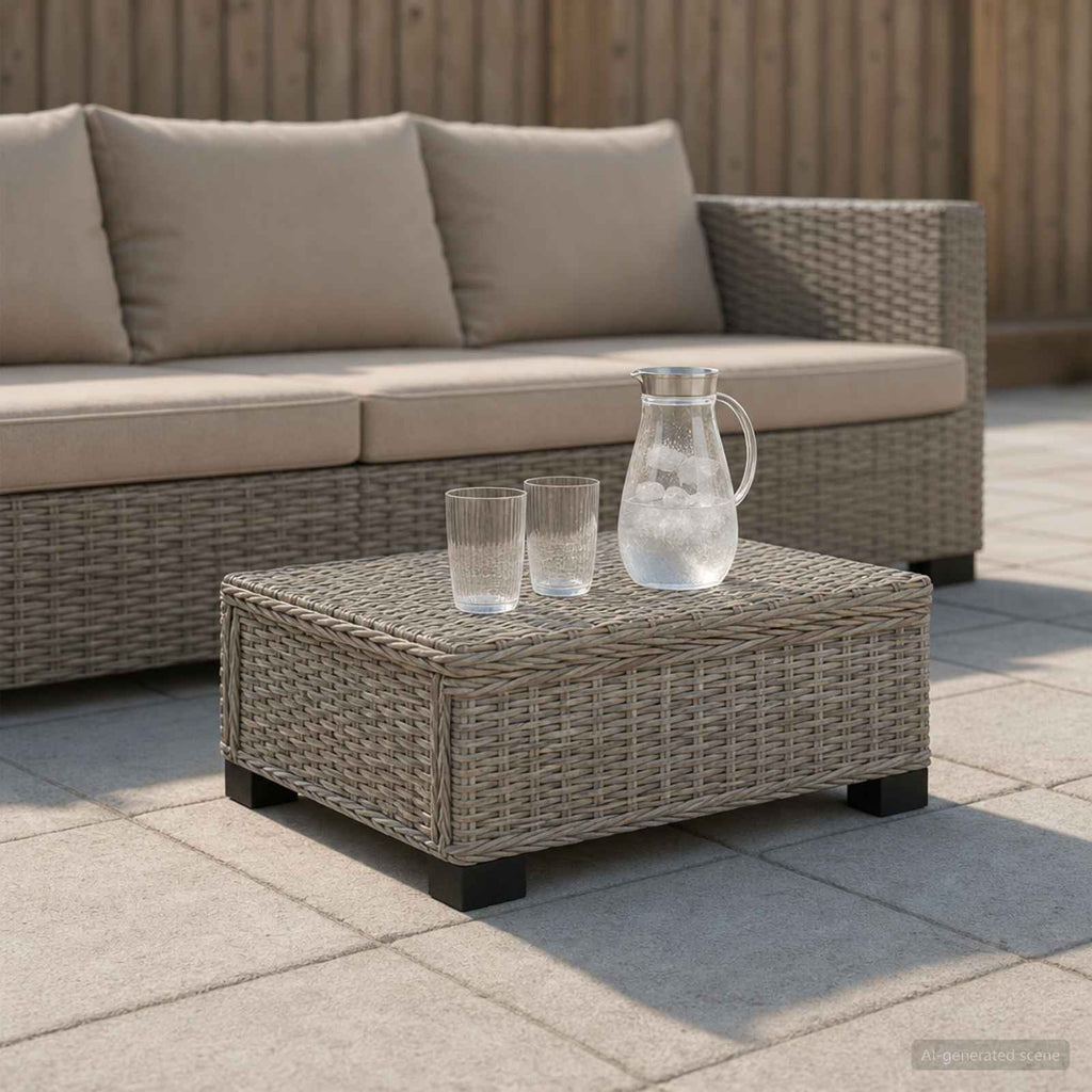 vidaXL Stolik kawowy GENDT Naturalny rattan Kubu Szary 67 x 60 x 30 cm