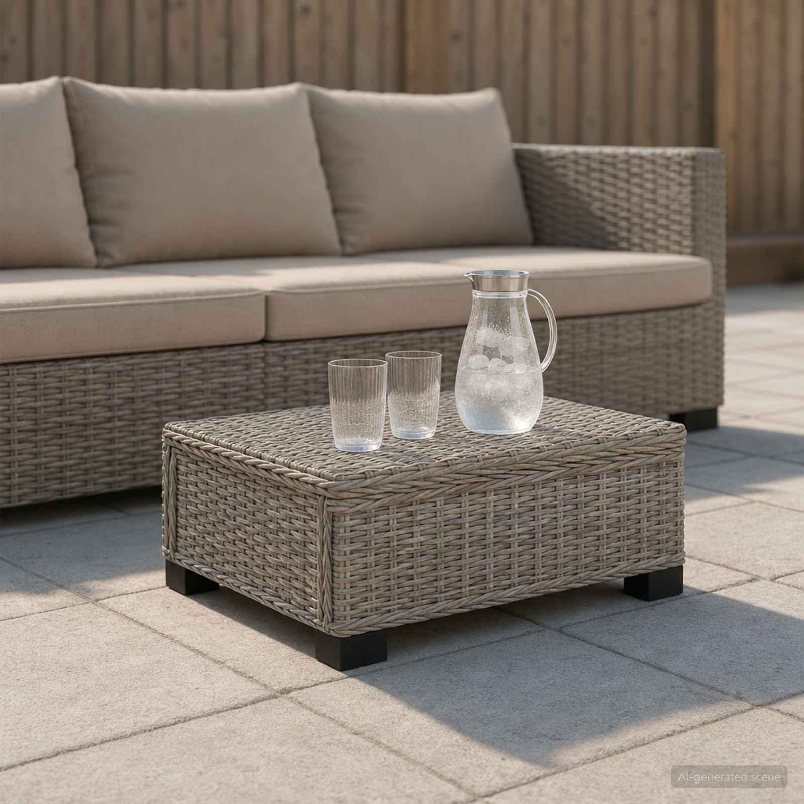 vidaXL Stolik kawowy GENDT Naturalny rattan Kubu Szary 67 x 60 x 30 cm
