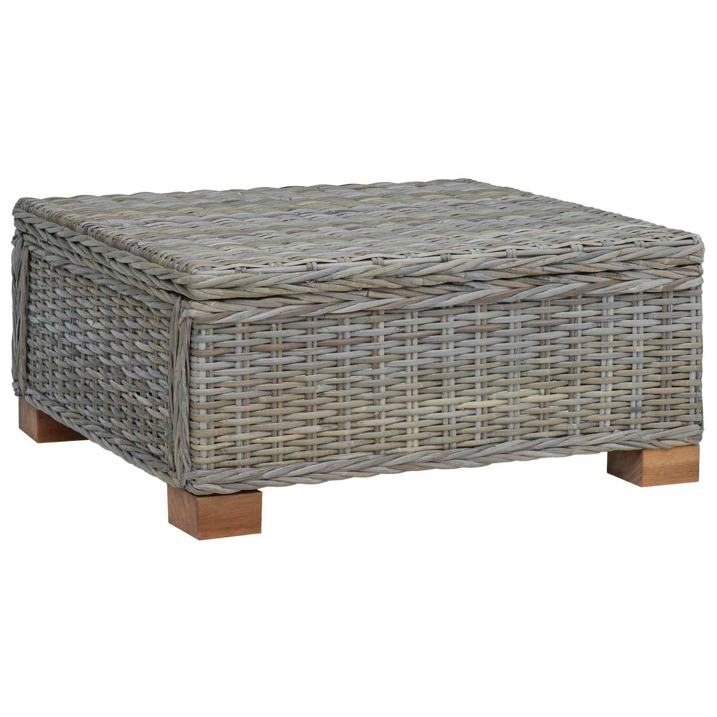 vidaXL Stolik kawowy GENDT Naturalny rattan Kubu Szary 67 x 60 x 30 cm