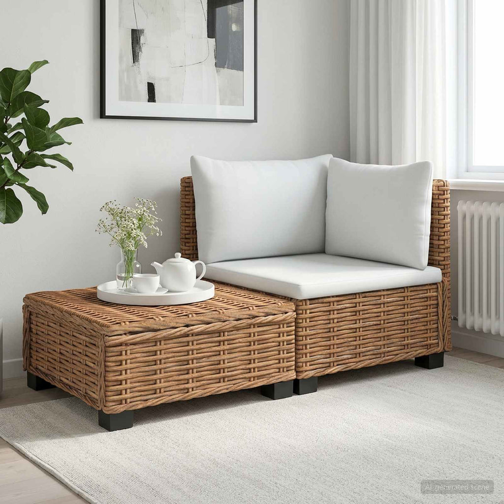 vidaXL 2 szt. Zestaw Rattanowy z Poduszkami GENDT Naturalny rattan