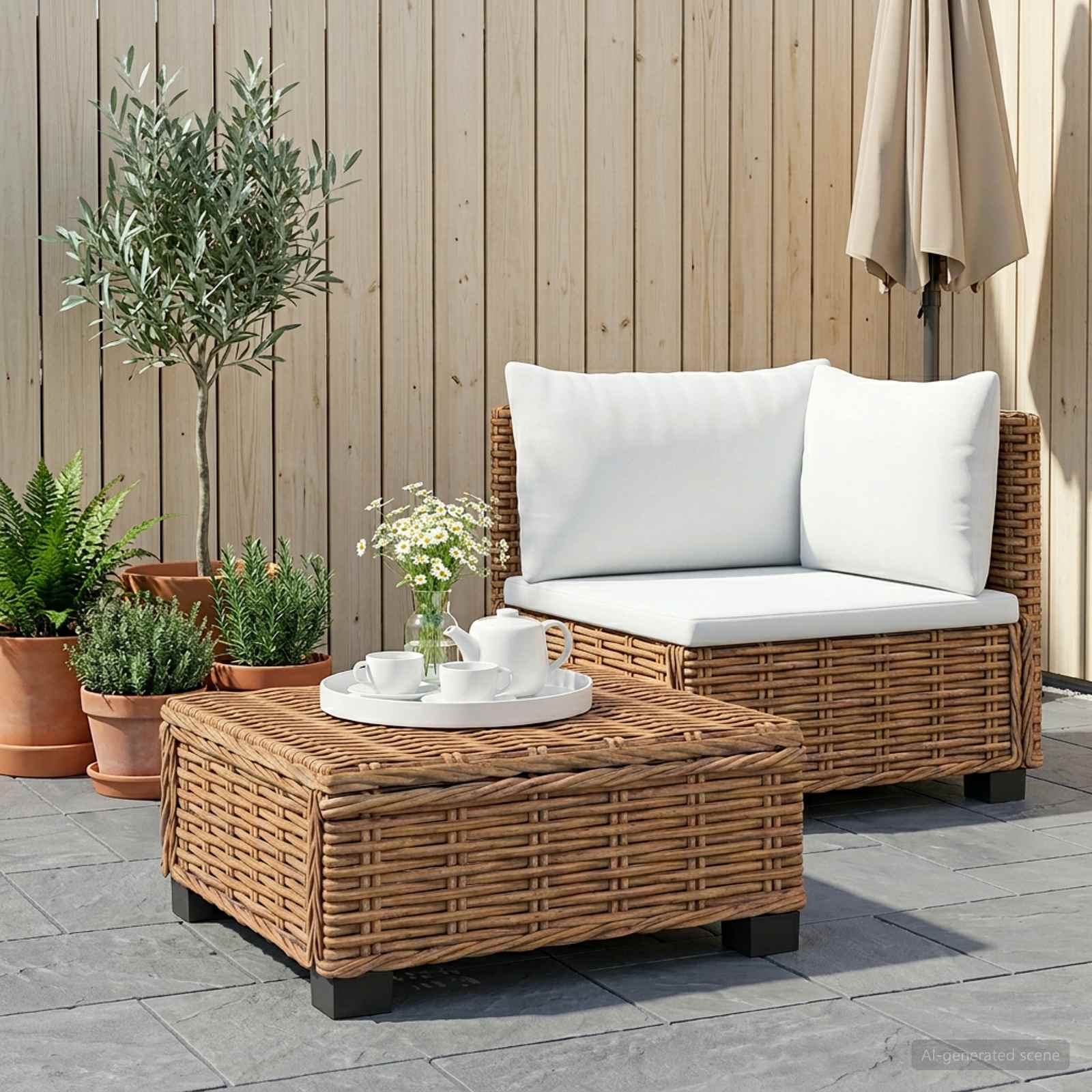 vidaXL 2 szt. Zestaw Rattanowy z Poduszkami GENDT Naturalny rattan