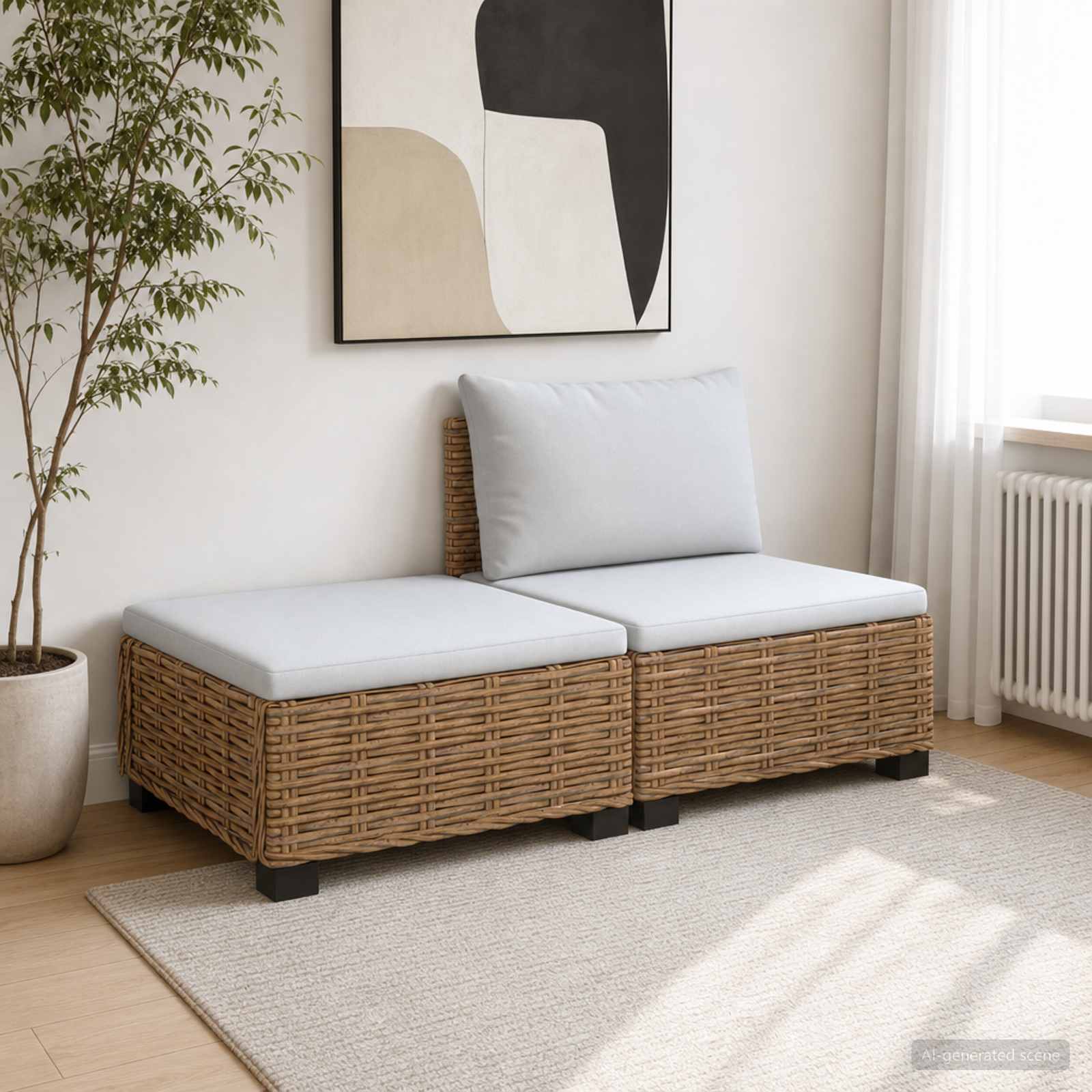 vidaXL 2 szt. Zestaw Rattanowy z Poduszkami GENDT Naturalny rattan