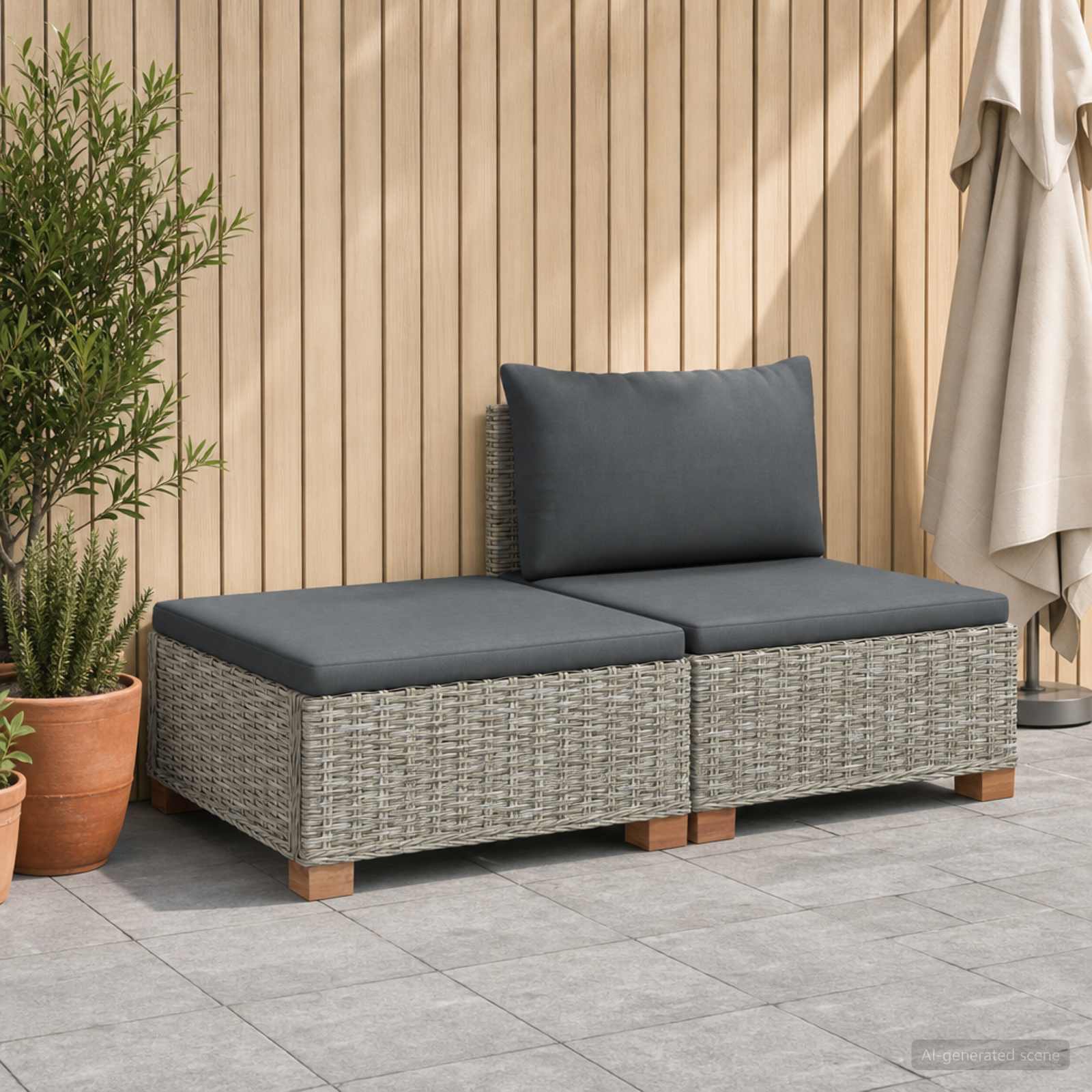 vidaXL 2 szt. Zestaw Rattanowy z Poduszkami GENDT Naturalny rattan