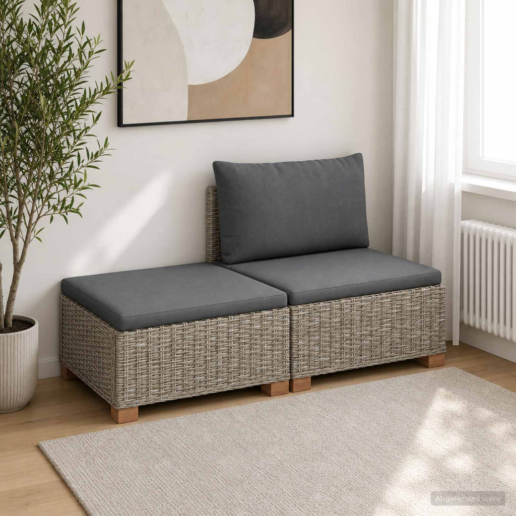 vidaXL 2 szt. Zestaw Rattanowy z Poduszkami GENDT Naturalny rattan