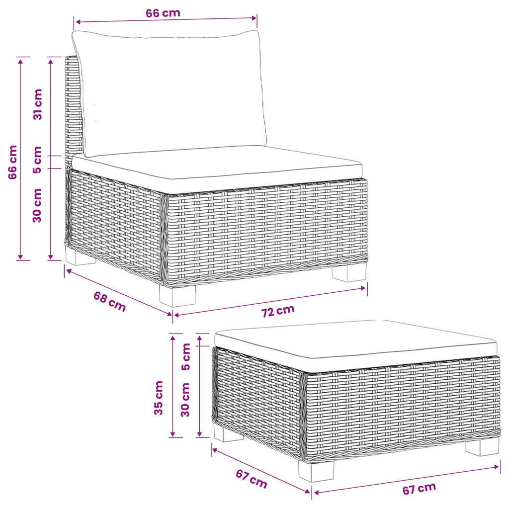vidaXL 2 szt. Zestaw Rattanowy z Poduszkami GENDT Naturalny rattan