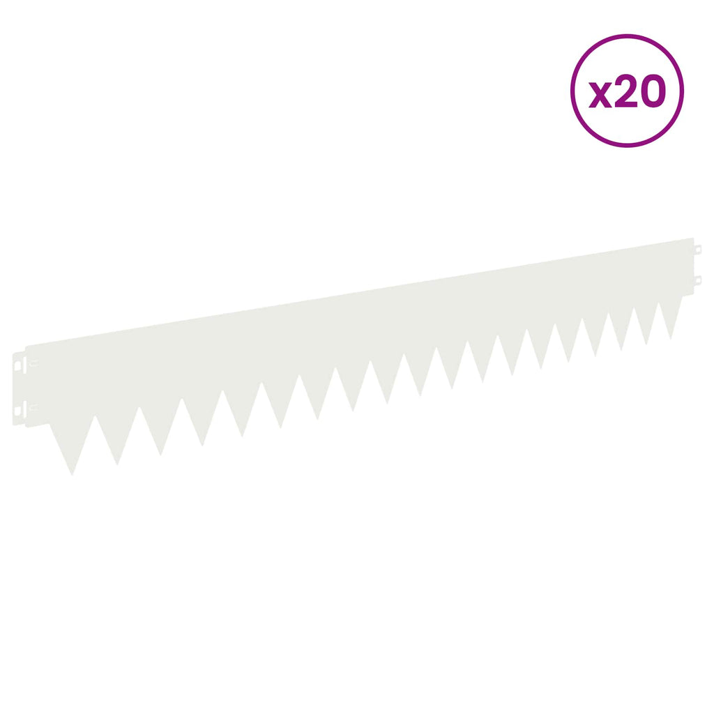 vidaXL Krawężnik do trawnika 20 pcs 103 x 15 cm metal Biały
