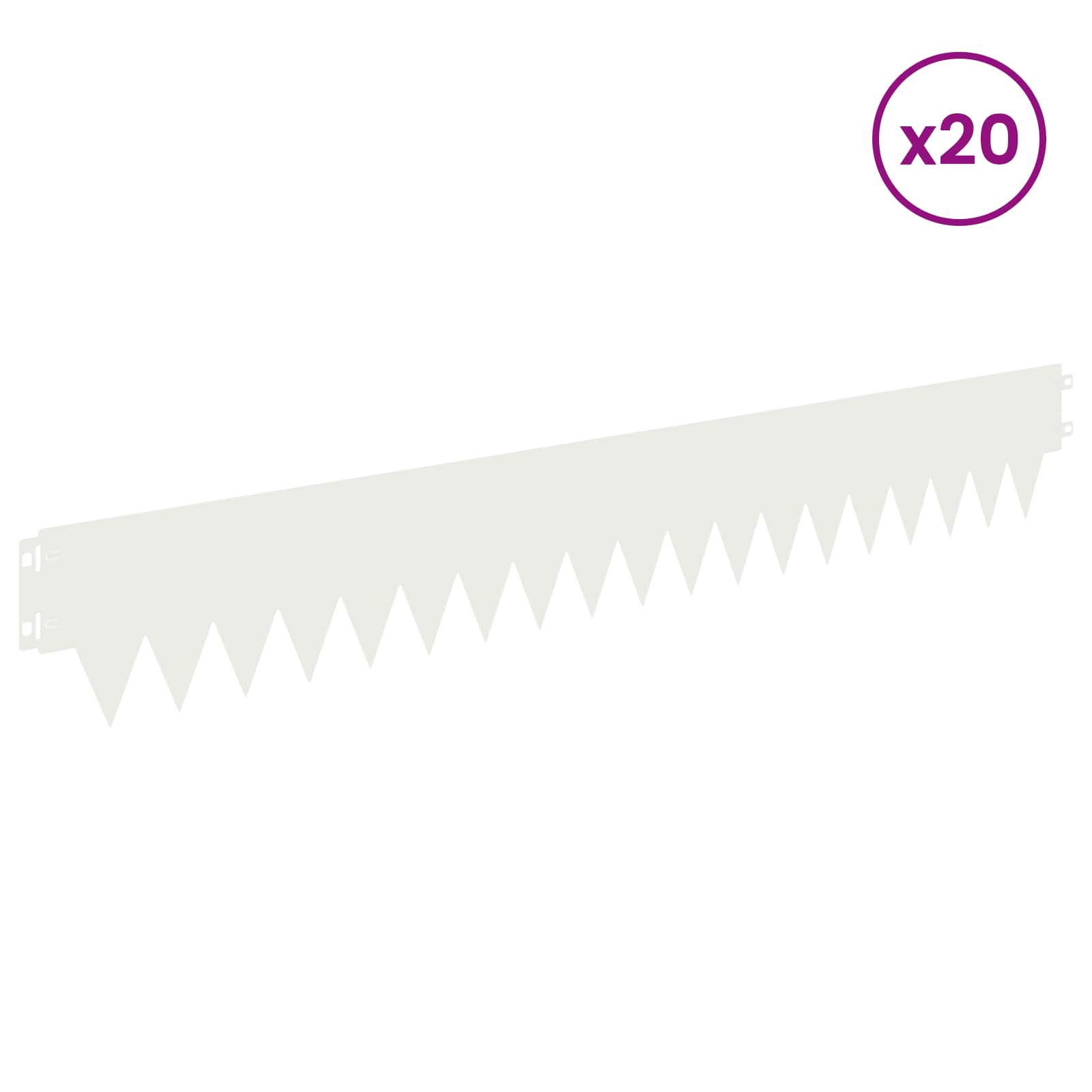 vidaXL Krawężnik do trawnika 20 pcs 103 x 15 cm metal Biały