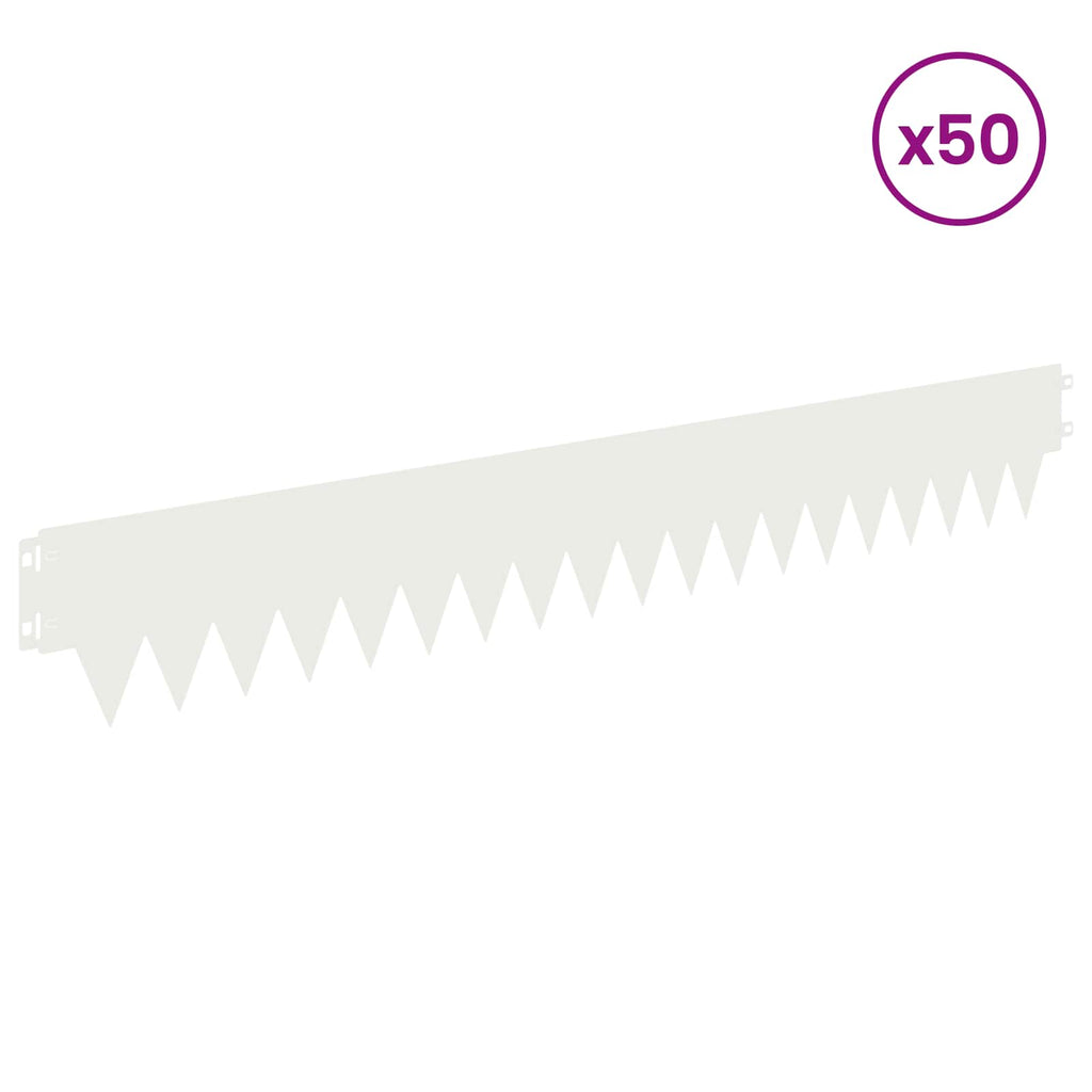 vidaXL Krawężnik do trawnika 50 pcs 103 x 15 cm metal Biały