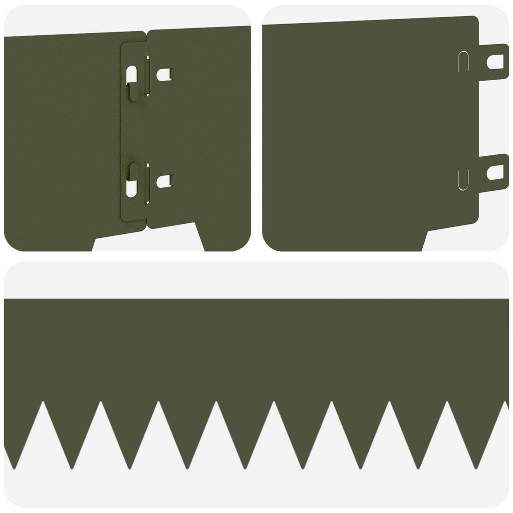 vidaXL Krawężnik do trawnika 50 pcs 103 x 15 cm metal Oliwkowy zielony