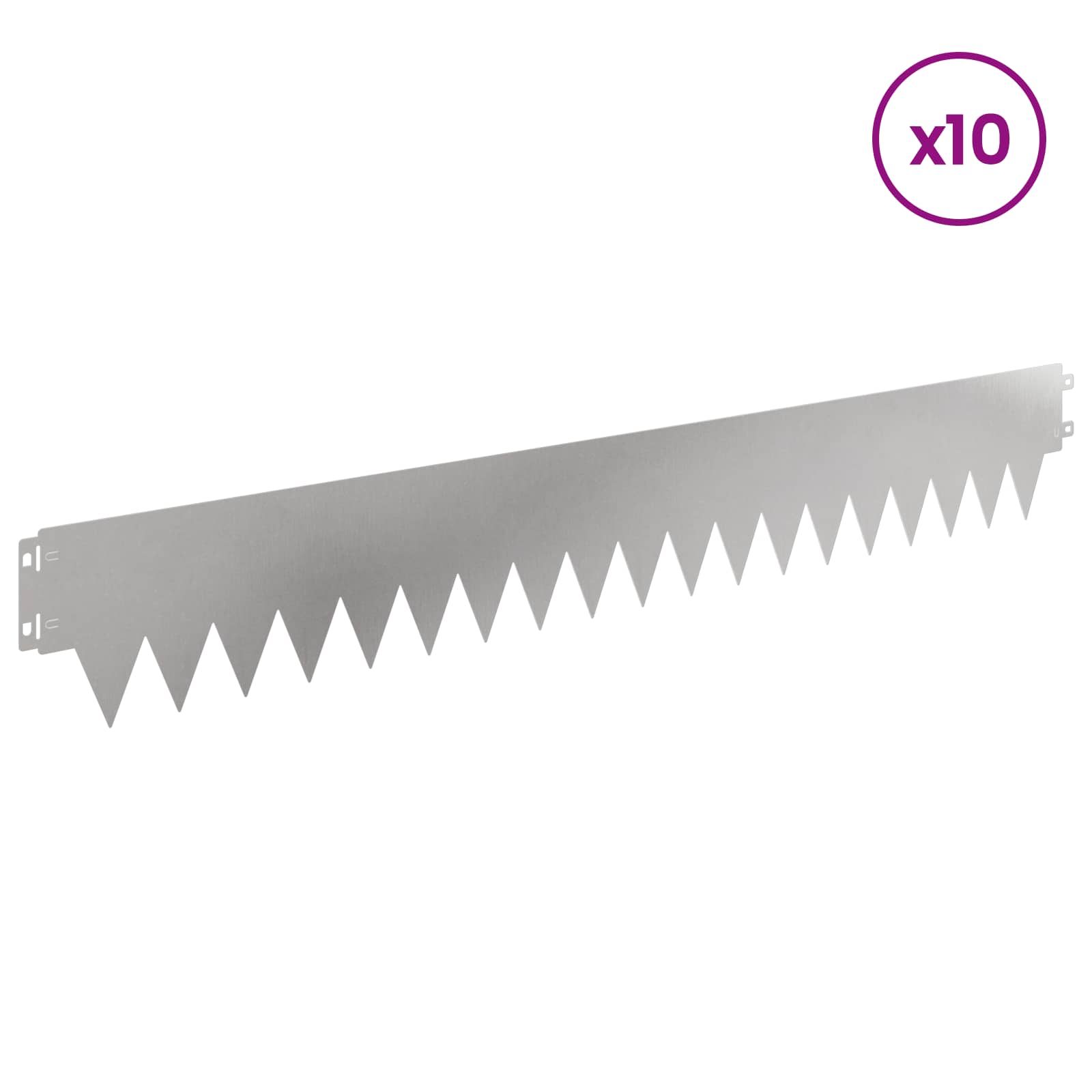 vidaXL Krawężnik do trawnika 10 pcs 103 x 15 cm metal srebrny