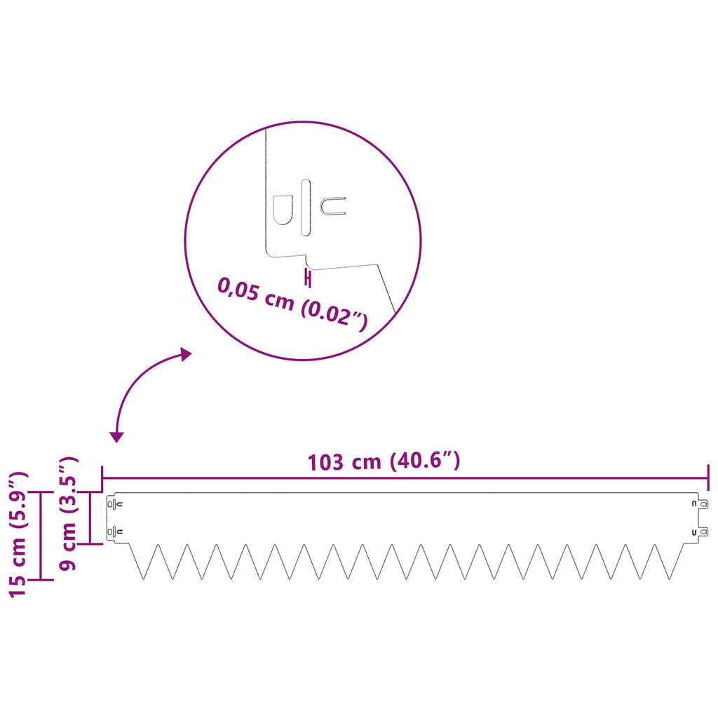 vidaXL Krawężnik do trawnika 10 pcs 103 x 15 cm metal Rdzawy