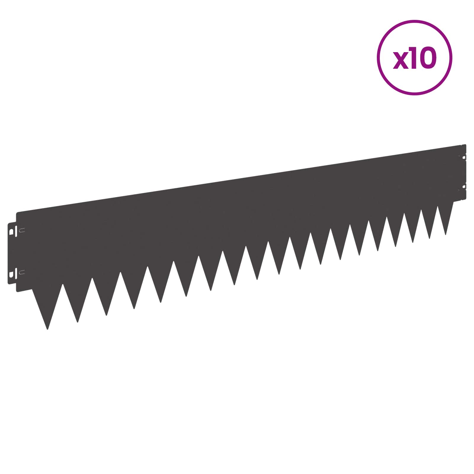 vidaXL Krawężnik do trawnika 10 pcs 103 x 20 cm metal Czarny