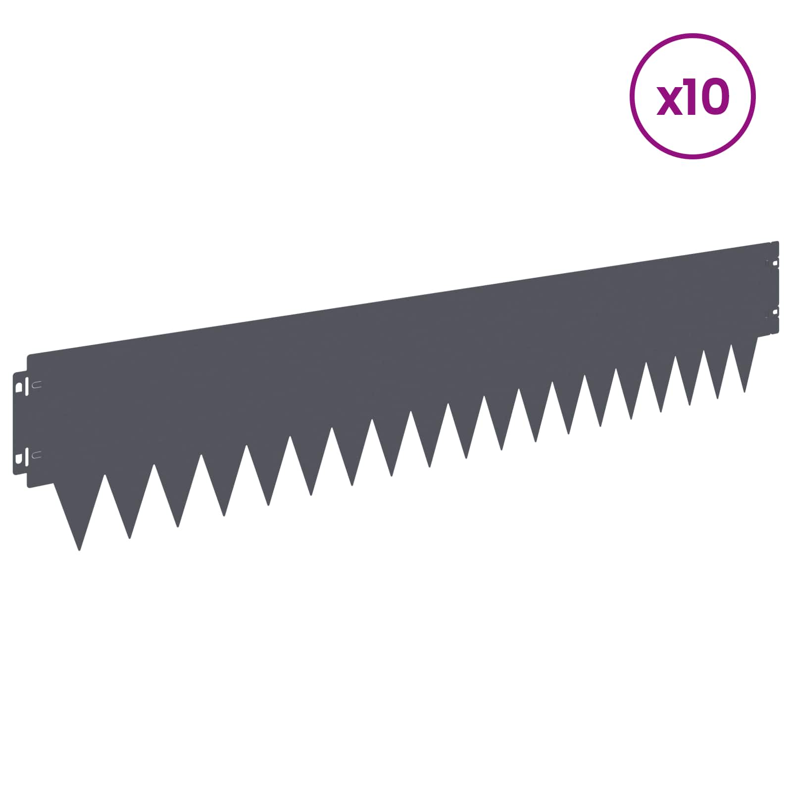 vidaXL Krawężnik do trawnika 10 pcs 103 x 20 cm metal antracytowy