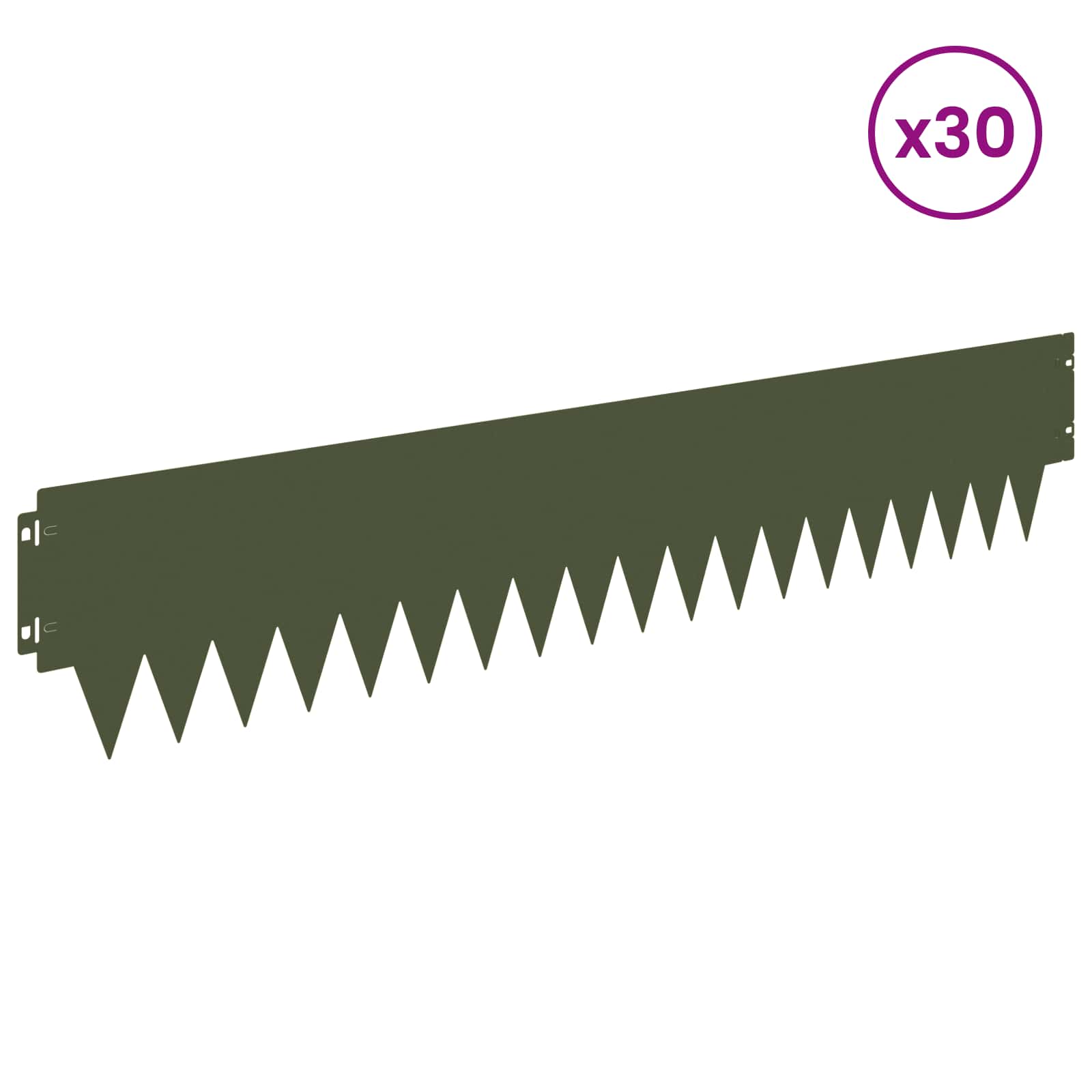 vidaXL Krawężnik do trawnika 30 pcs 103 x 20 cm metal Oliwkowy zielony