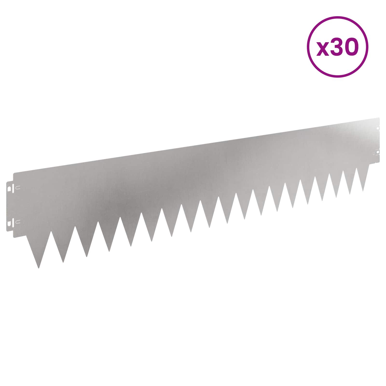 vidaXL Krawężnik do trawnika 30 pcs 103 x 20 cm metal srebrny