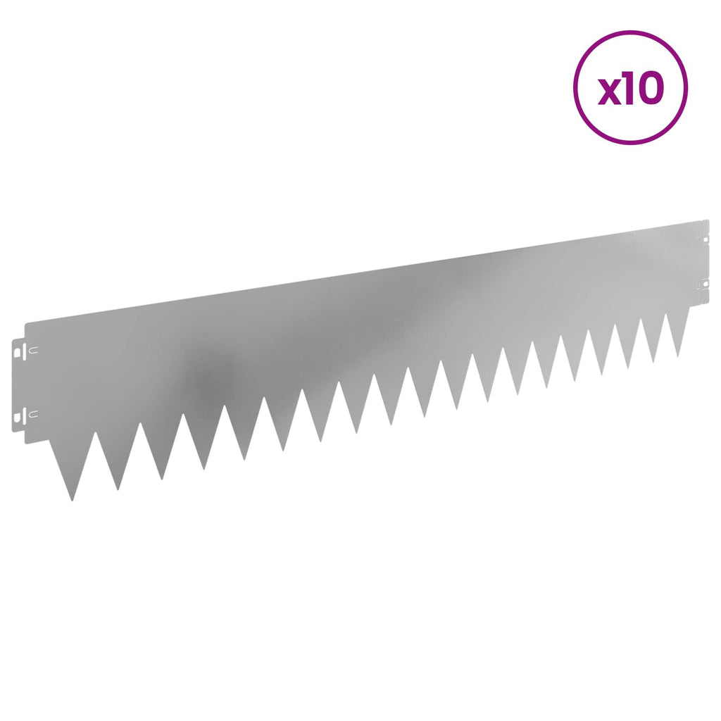 vidaXL Krawężnik do trawnika 10 pcs 103 x 20 cm metal srebrny