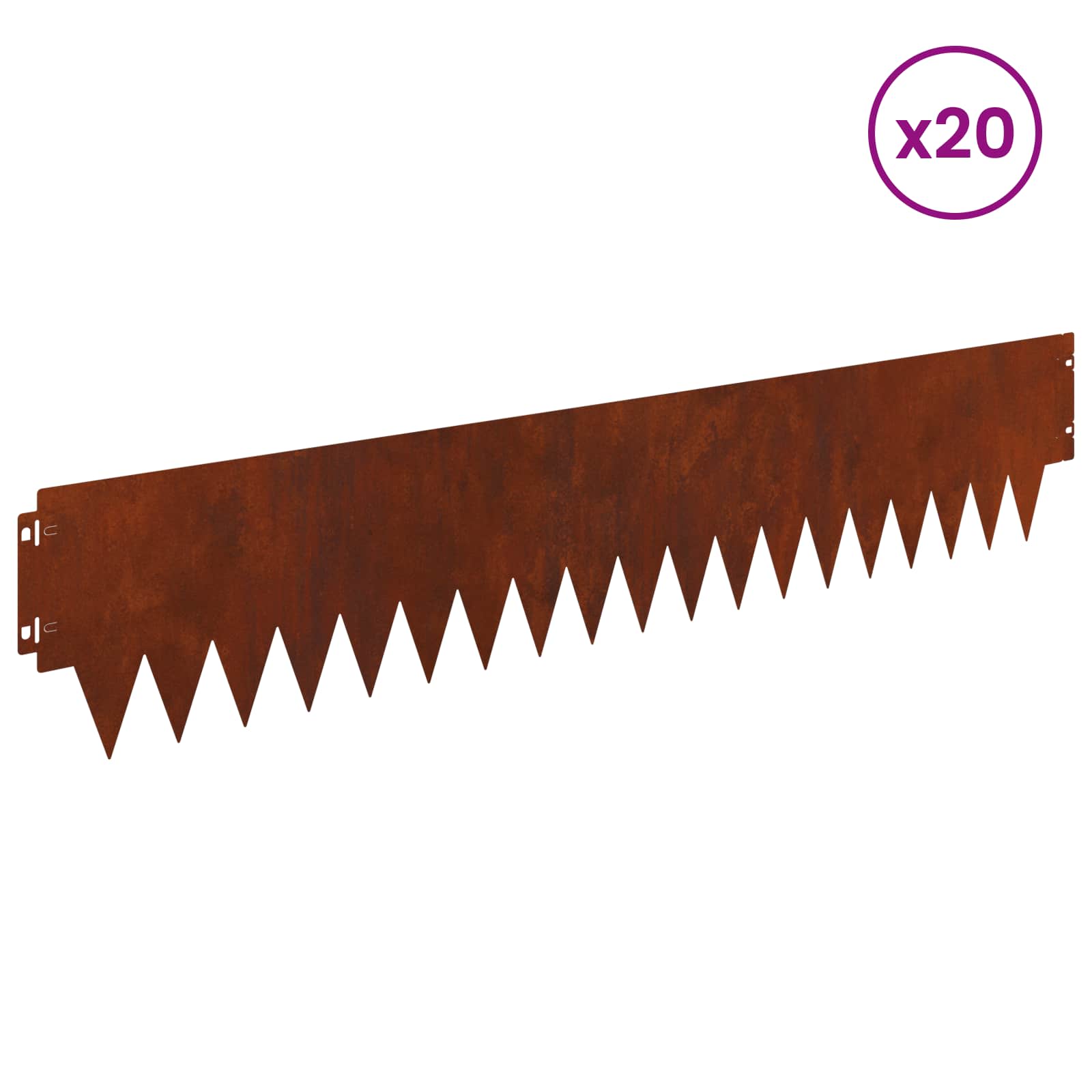 vidaXL Krawężnik do trawnika 20 pcs 103 x 20 cm metal Rdzawy