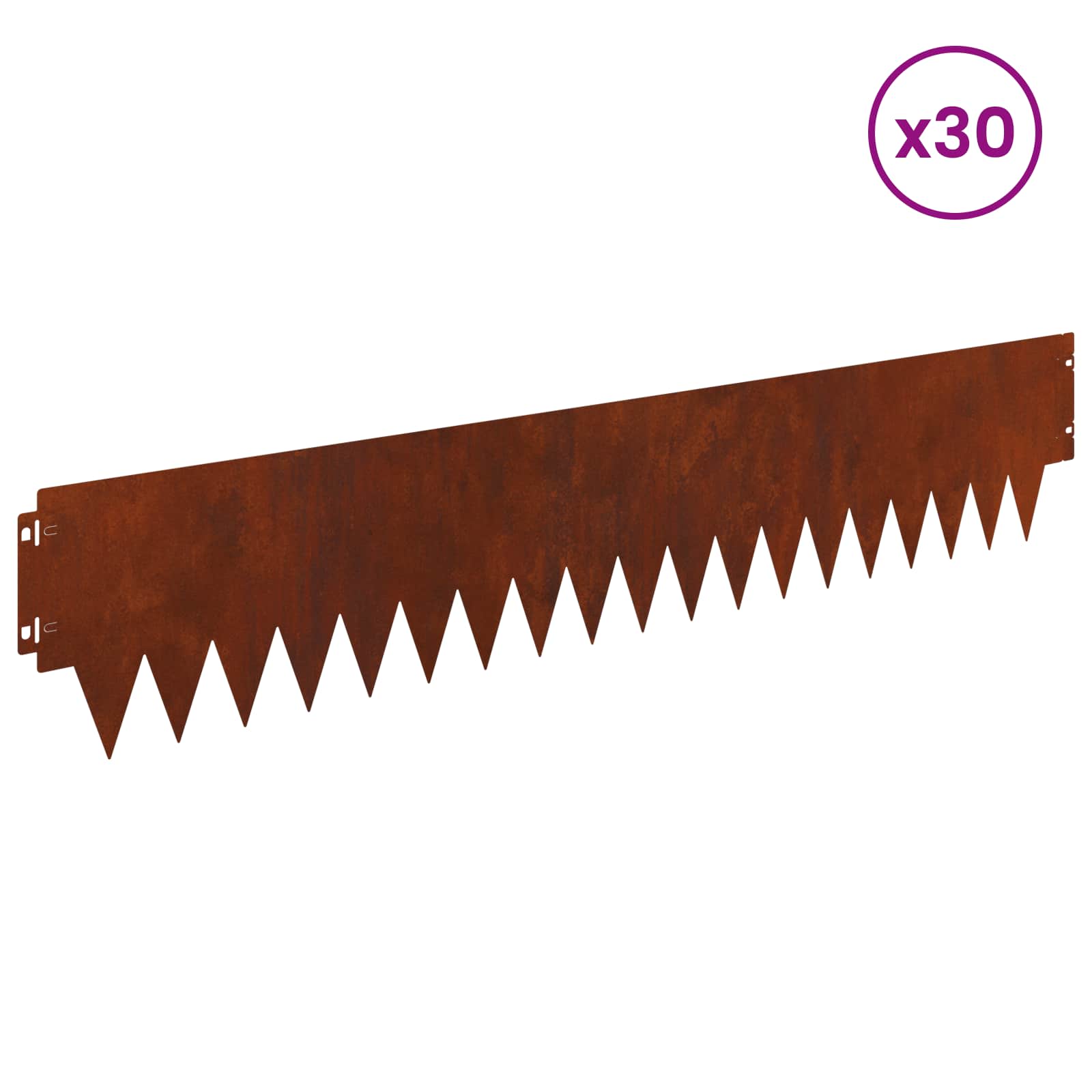 vidaXL Krawężnik do trawnika 30 pcs 103 x 20 cm metal Rdzawy