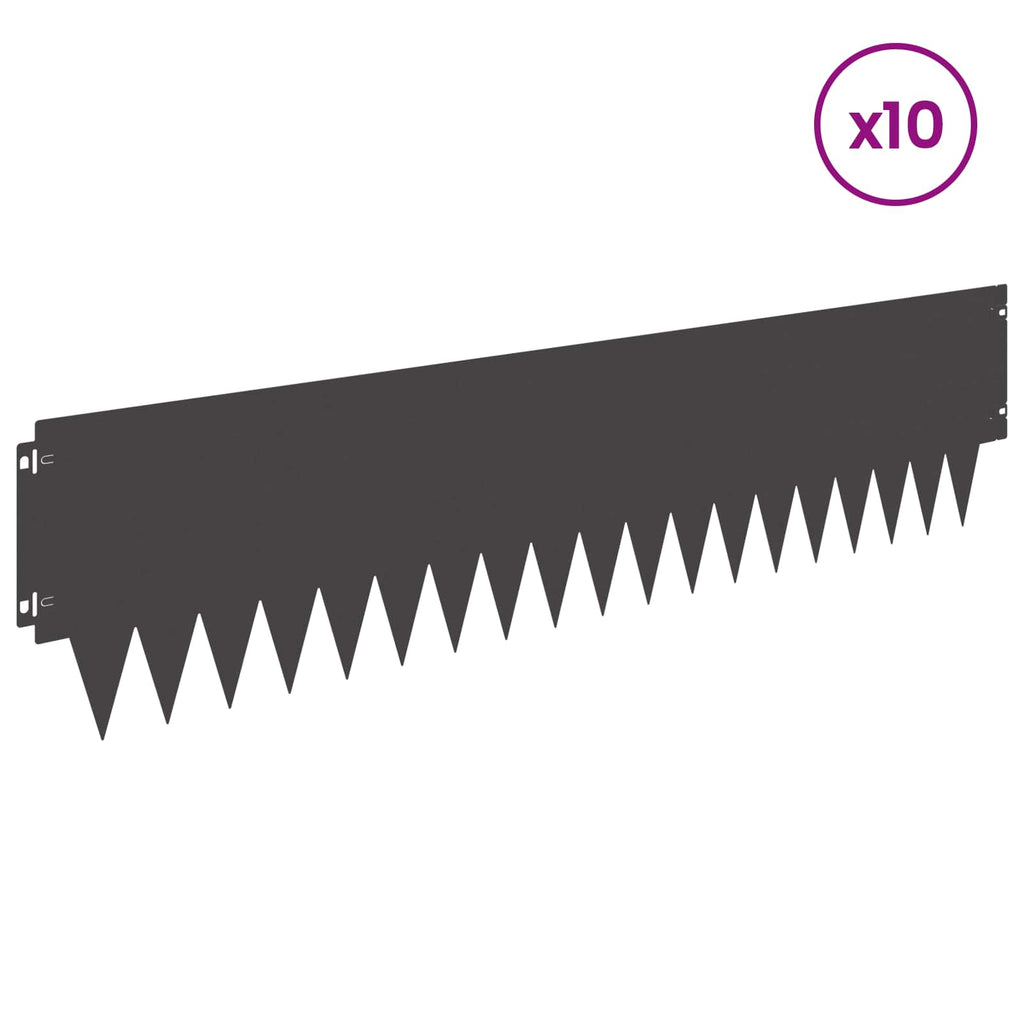 vidaXL Krawężnik do trawnika 10 pcs 103 x 25 cm metal Czarny