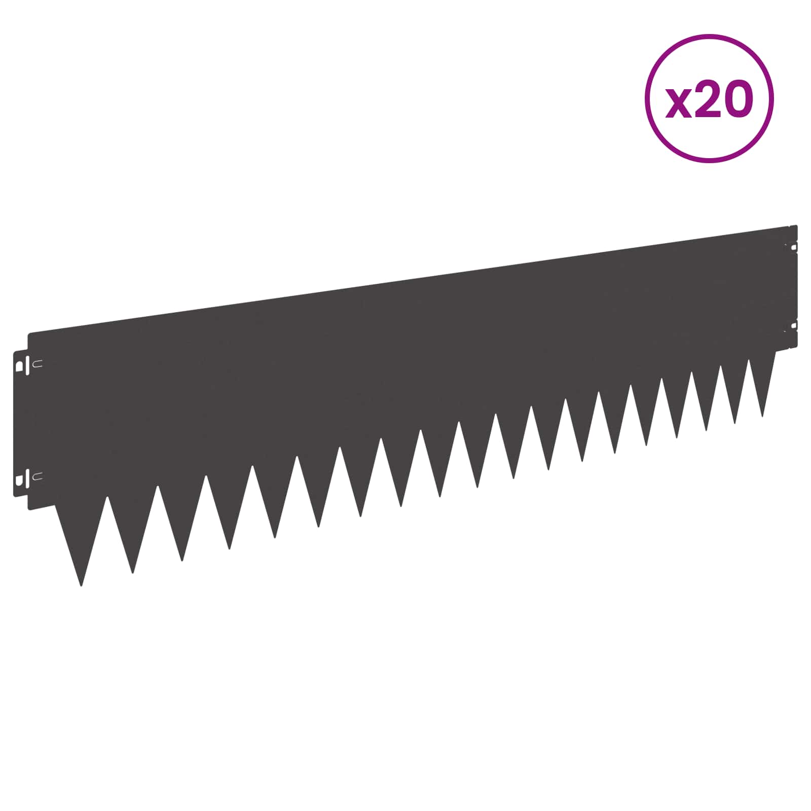 vidaXL Krawężnik do trawnika 20 pcs 103 x 25 cm metal Czarny
