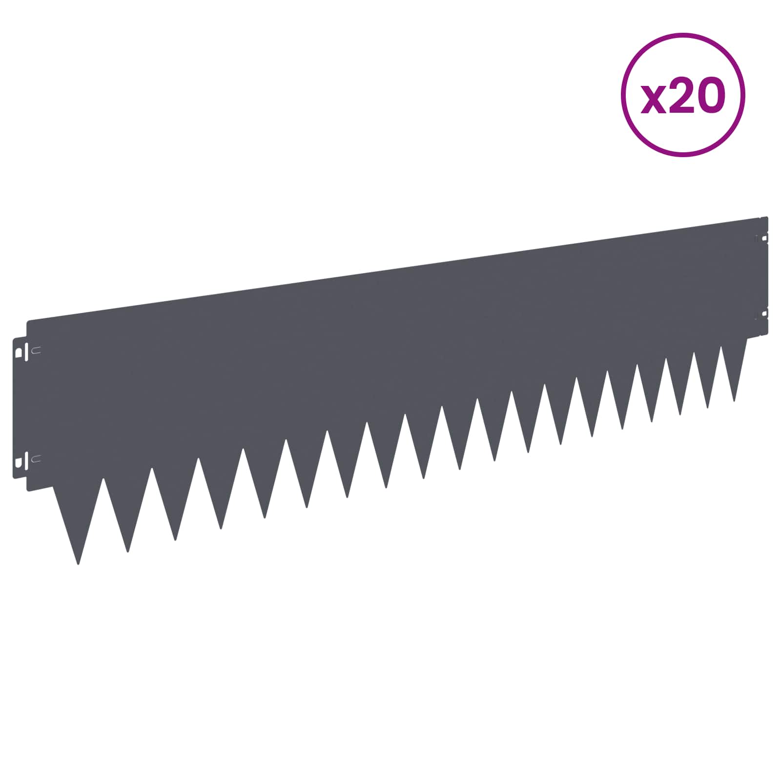 vidaXL Krawężnik do trawnika 20 pcs 103 x 25 cm metal antracytowy