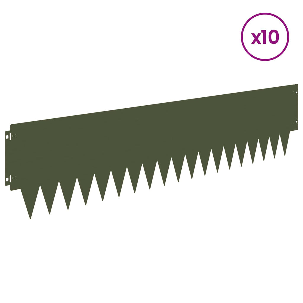 vidaXL Krawężnik do trawnika 10 pcs 103 x 25 cm metal Oliwkowy zielony