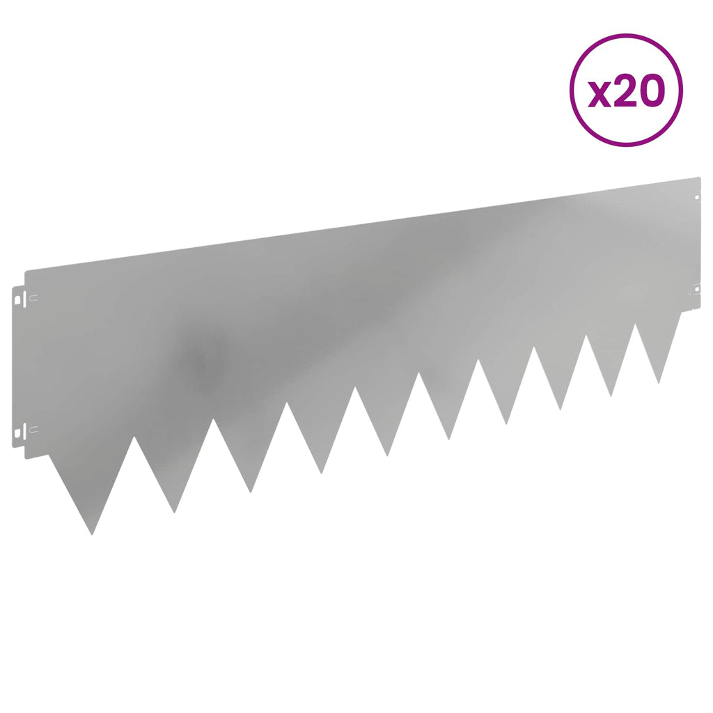 vidaXL Krawężnik do trawnika 20 pcs 103 x 30 cm metal srebrny
