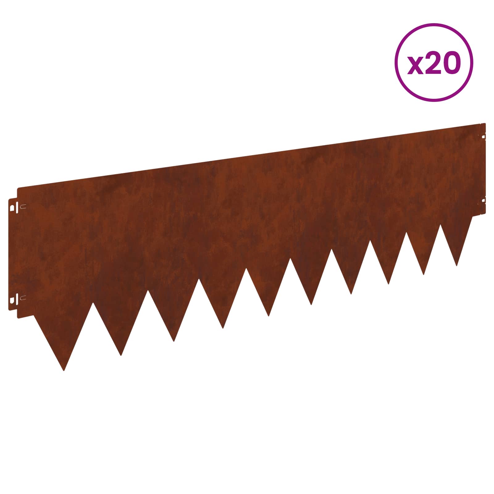 vidaXL Krawężnik do trawnika 20 pcs 103 x 30 cm metal Rdzawy