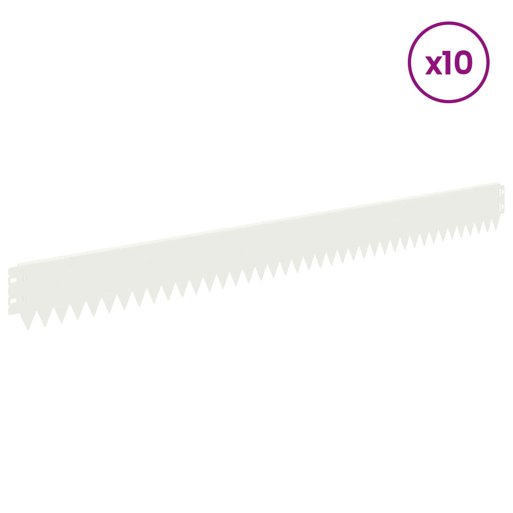 vidaXL Krawężnik do trawnika 10 pcs 103 x 10 cm Stal Biały
