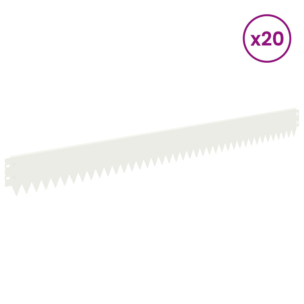 vidaXL Krawężnik do trawnika 20 pcs 103 x 10 cm Stal Biały