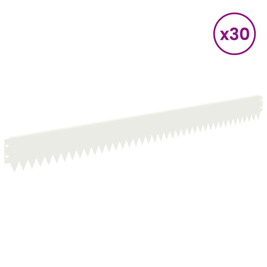 vidaXL Krawężnik do trawnika 30 pcs 103 x 10 cm Stal Biały