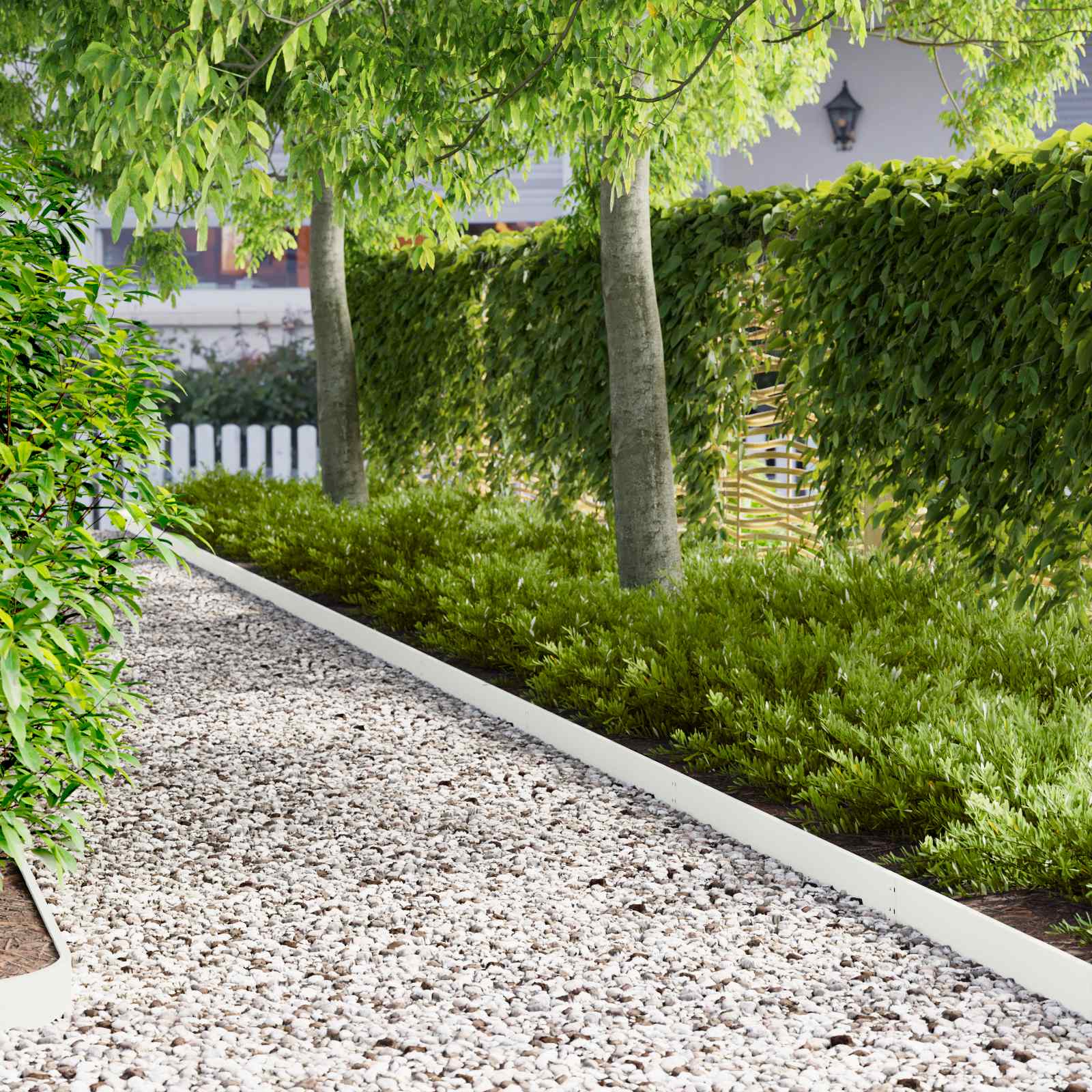 vidaXL Krawężnik do trawnika 50 pcs 103 x 10 cm Stal Biały