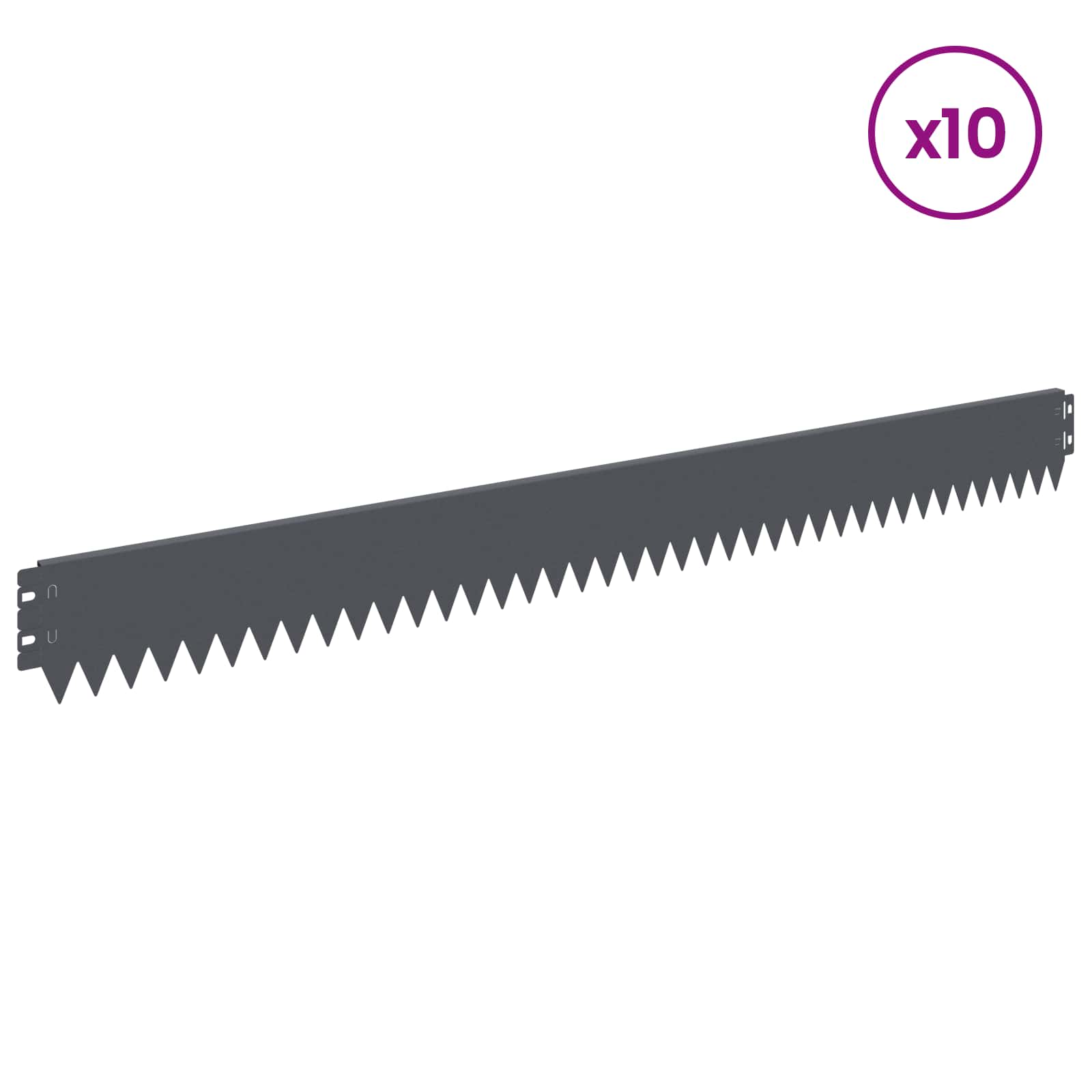 vidaXL Krawężnik do trawnika 10 pcs 103 x 10 cm Stal antracytowy