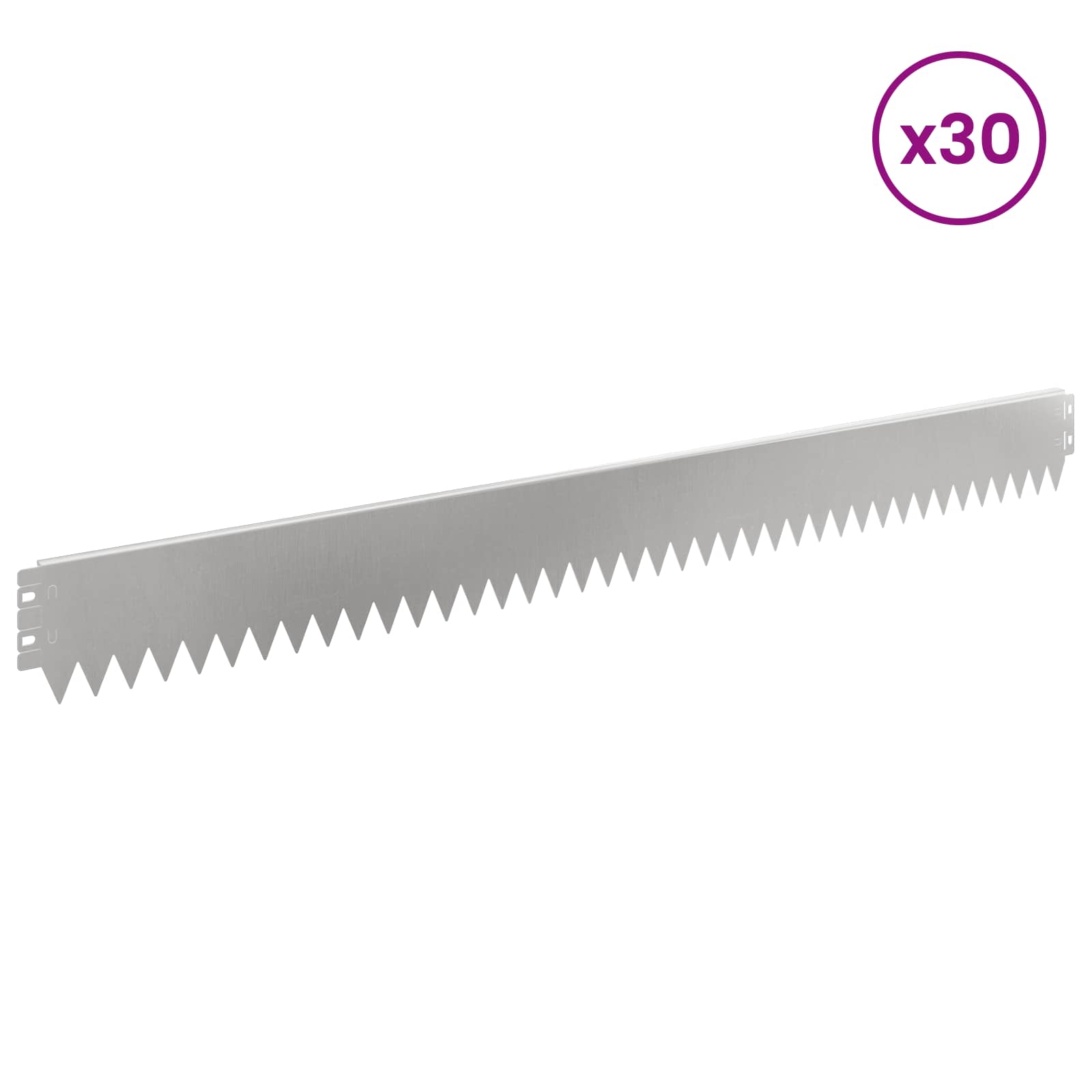 vidaXL Krawężnik do trawnika 30 pcs 103 x 10 cm Stal srebrny