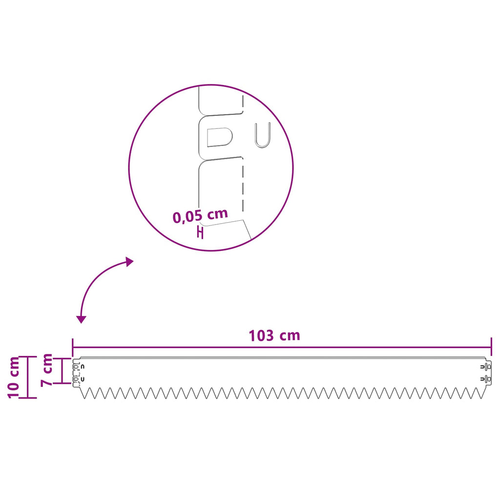vidaXL Krawężnik do trawnika 30 pcs 103 x 10 cm Stal srebrny