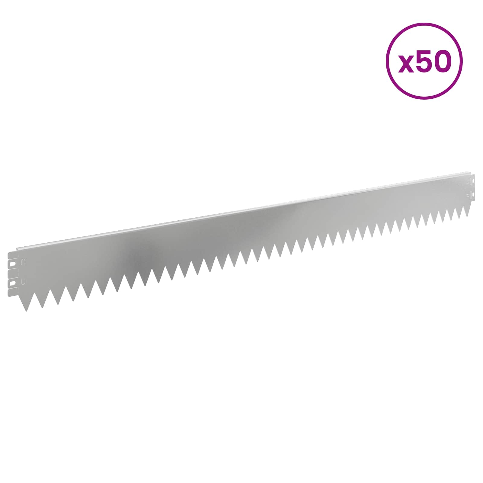 vidaXL Krawężnik do trawnika 50 pcs 103 x 10 cm Stal srebrny